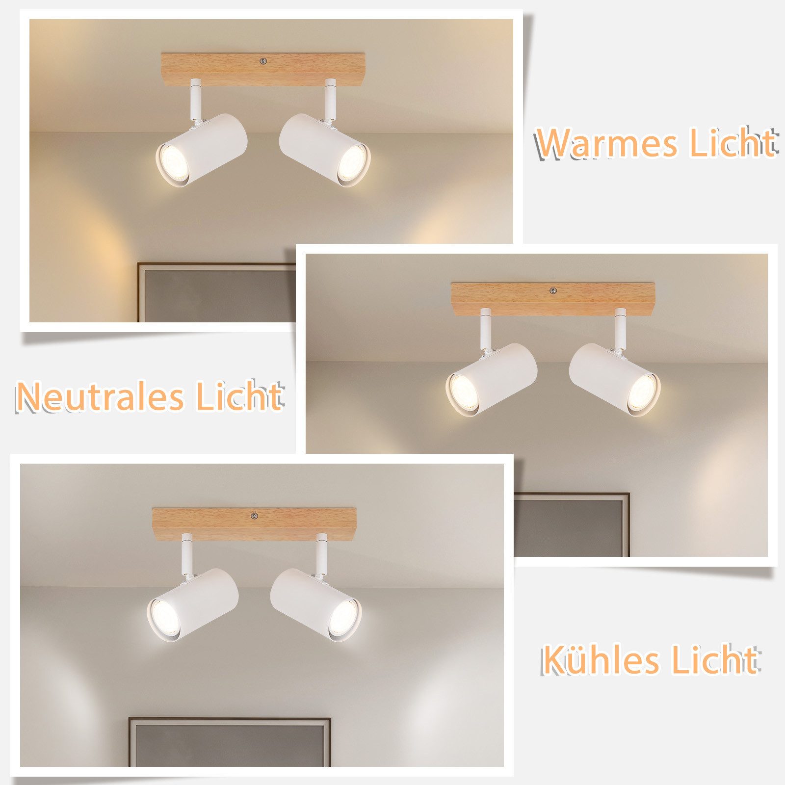 ZMH Deckenleuchte Deckenstrahler 2 Flammig Holz günstig online kaufen
