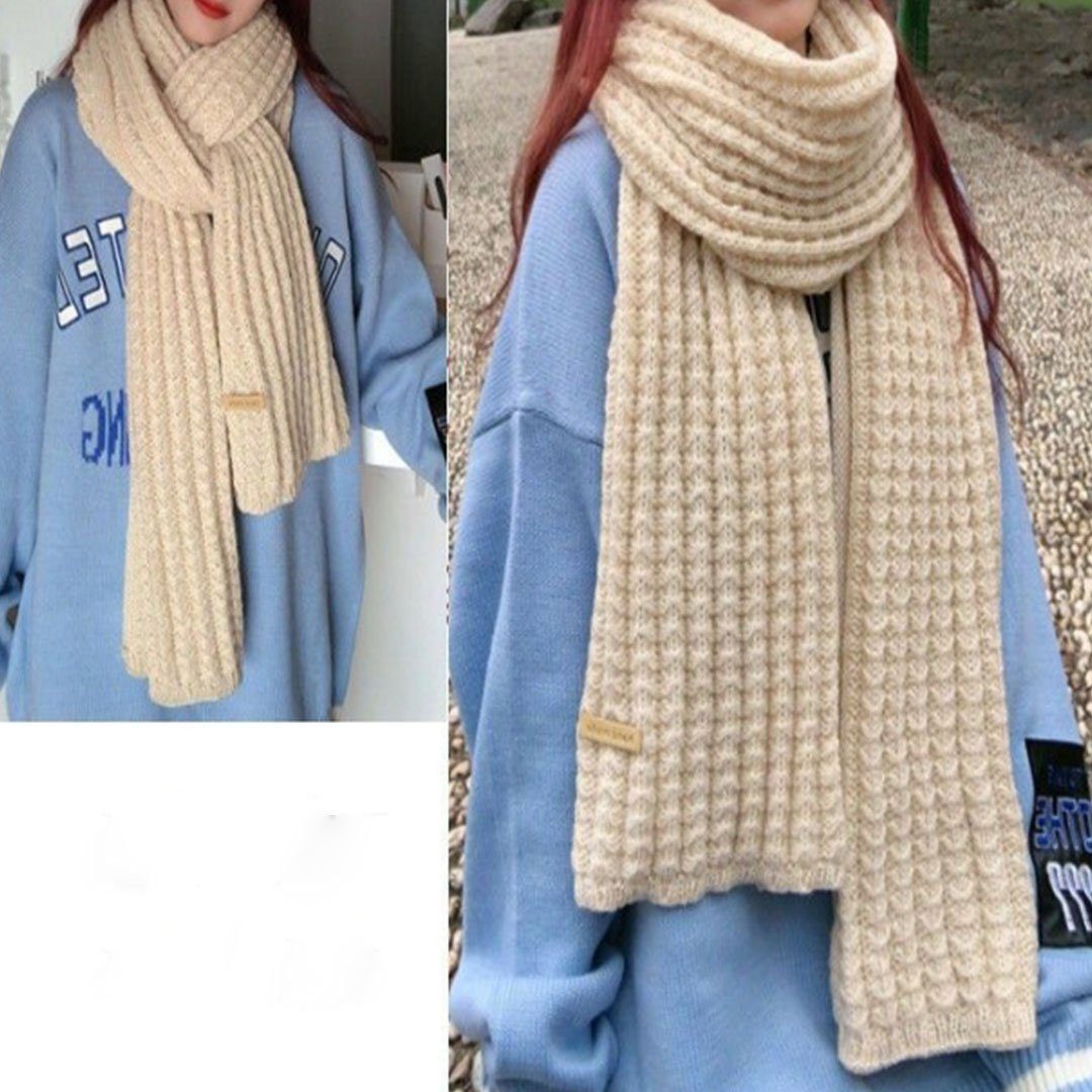 Damen einfarbiger Schal AUKUU Strickschal Halstuch Schal warmer Winter Weiß