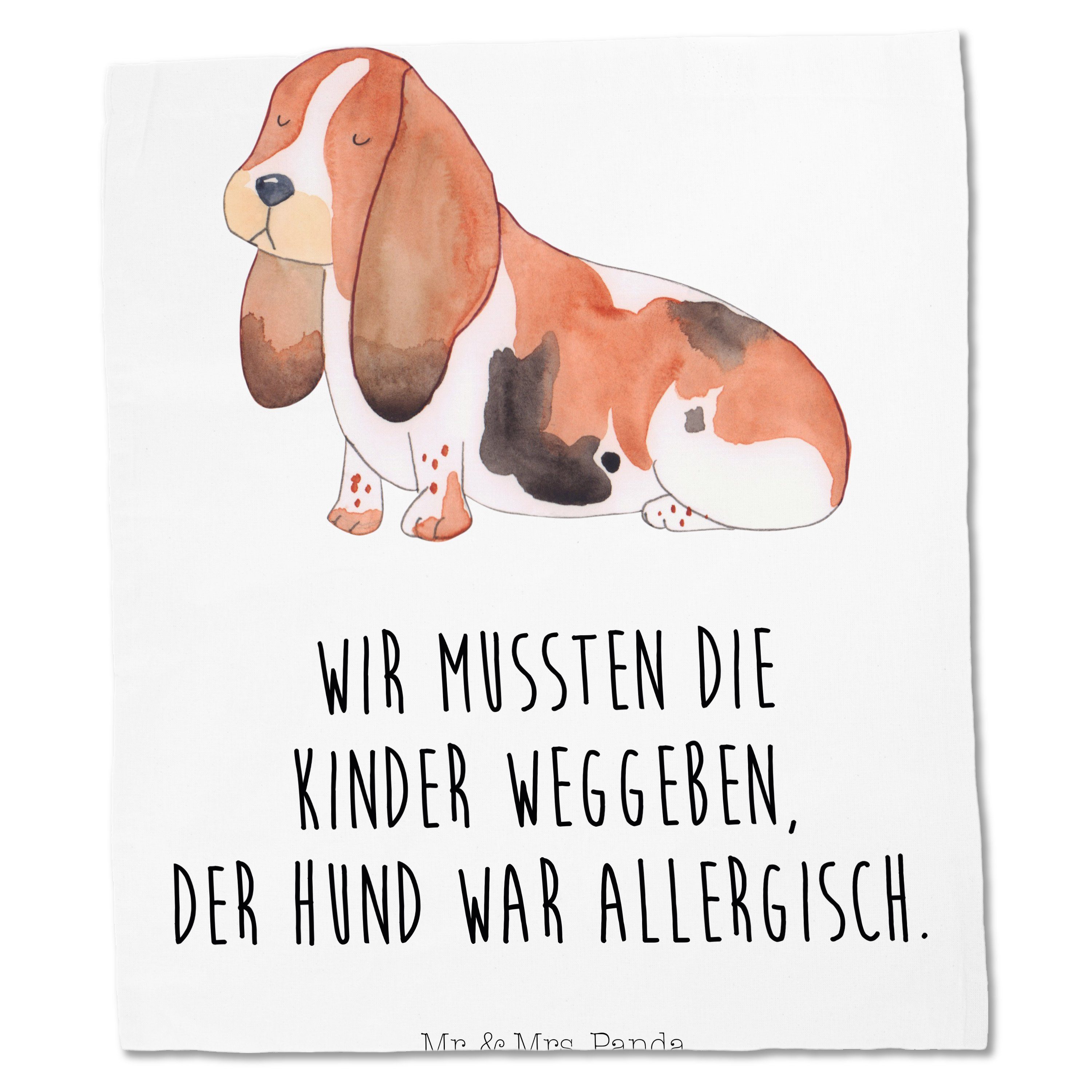 Mr. Mrs. Geschenk, Beutelta Hund & Panda Weiß Basset - Hound Tragetasche Jutebeutel, - (1-tlg) Vierbeiner,