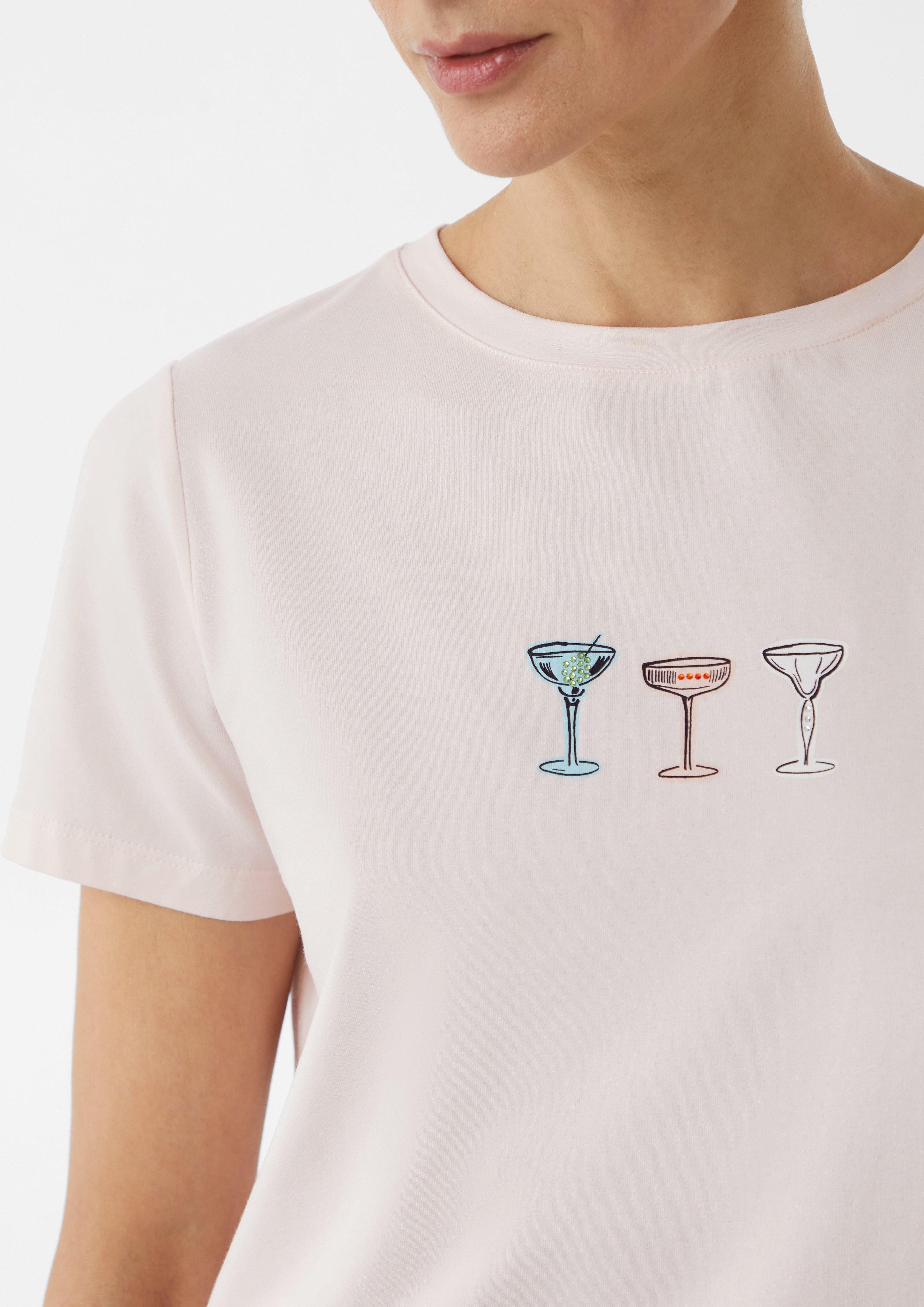 Comma Kurzarmshirt Jersey-T-Shirt aus Baumwollmix mit günstig online kaufen