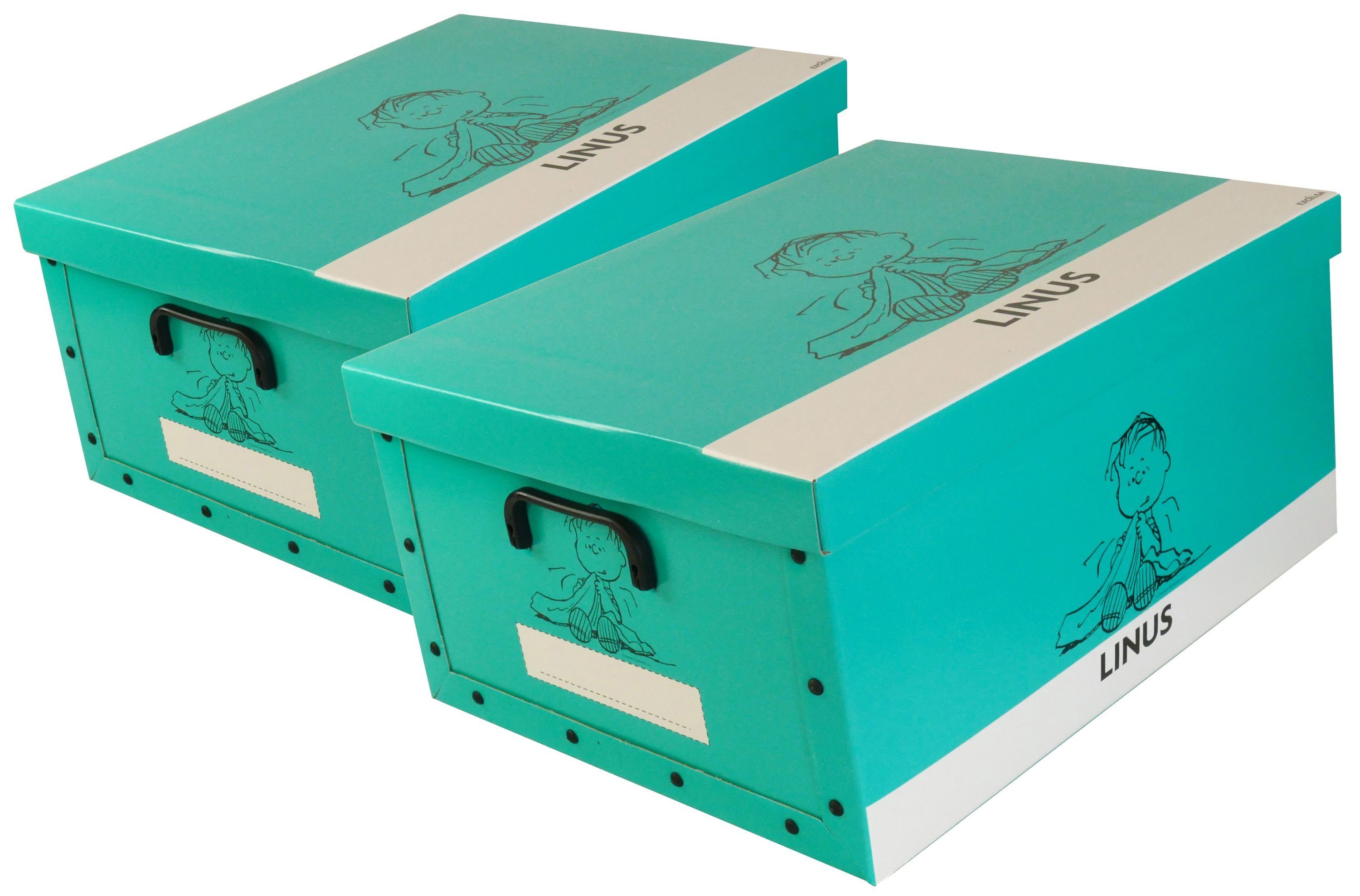 Geschenkekarton Büro 2er Mehrzweckbox Sammelbox Ordnungsbox Aufbewahrungsbox Box Haushalt Ordnungsboxen Wäsche ARTRA für Set Dekokorb Geschenkbox Deko Ordnungskarton St), "Linus Dekokarton (2 Clip Türkis" Karton