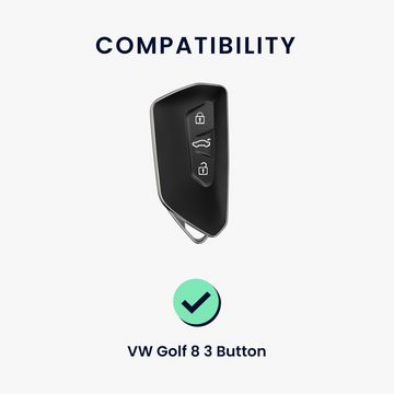kwmobile Schlüsseltasche Auto Schlüsselhülle für VW Golf 8 3-Tasten Autoschlüssel Hülle (1-tlg), Smart Key Metallrahmen mit Silikon Case