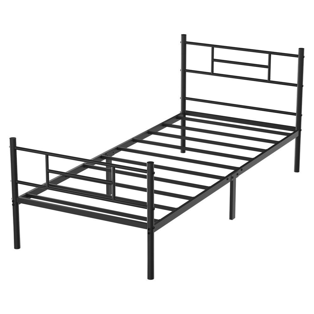 PFCTART Bettgestell Metallbett Bettgestell 90/140x200 cm in Schwarz (Set, 1-tlg., Ideal als Gästebett oder Einzelbett, inkl. Werkzeug & Anleitung), Industrie Design, geräuschlos, Belastbarkeit 160/360 kg