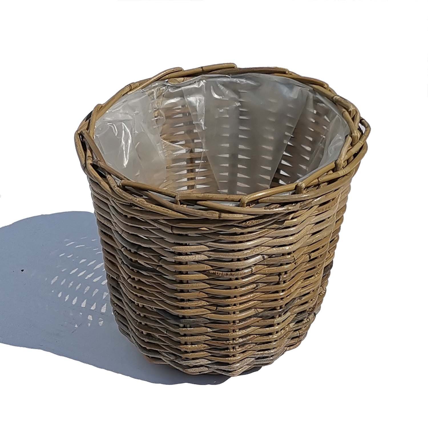 Casa Moro Flechtkorb Rattan Korb Meran rund mit Folie Weidenkorb (Blumenkorb Pflanzenkorb)