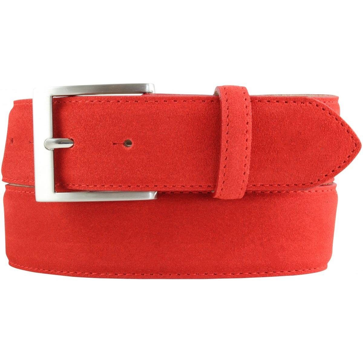 BELTINGER Ledergürtel Gürtel Veloursleder Hochwertiger für 4 Rot, Velour-Ledergürtel Silber Her aus cm 