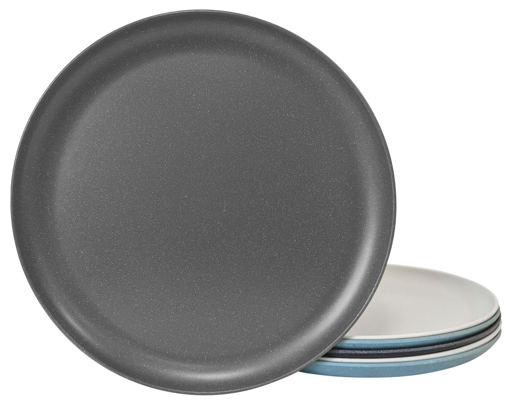 Spetebo Kunststoffteller Melamin Speiseteller 6er Set 21 cm - 3 Farben sortiert, (6 St), Robuster Kunststoff Camping Teller bruchsicher