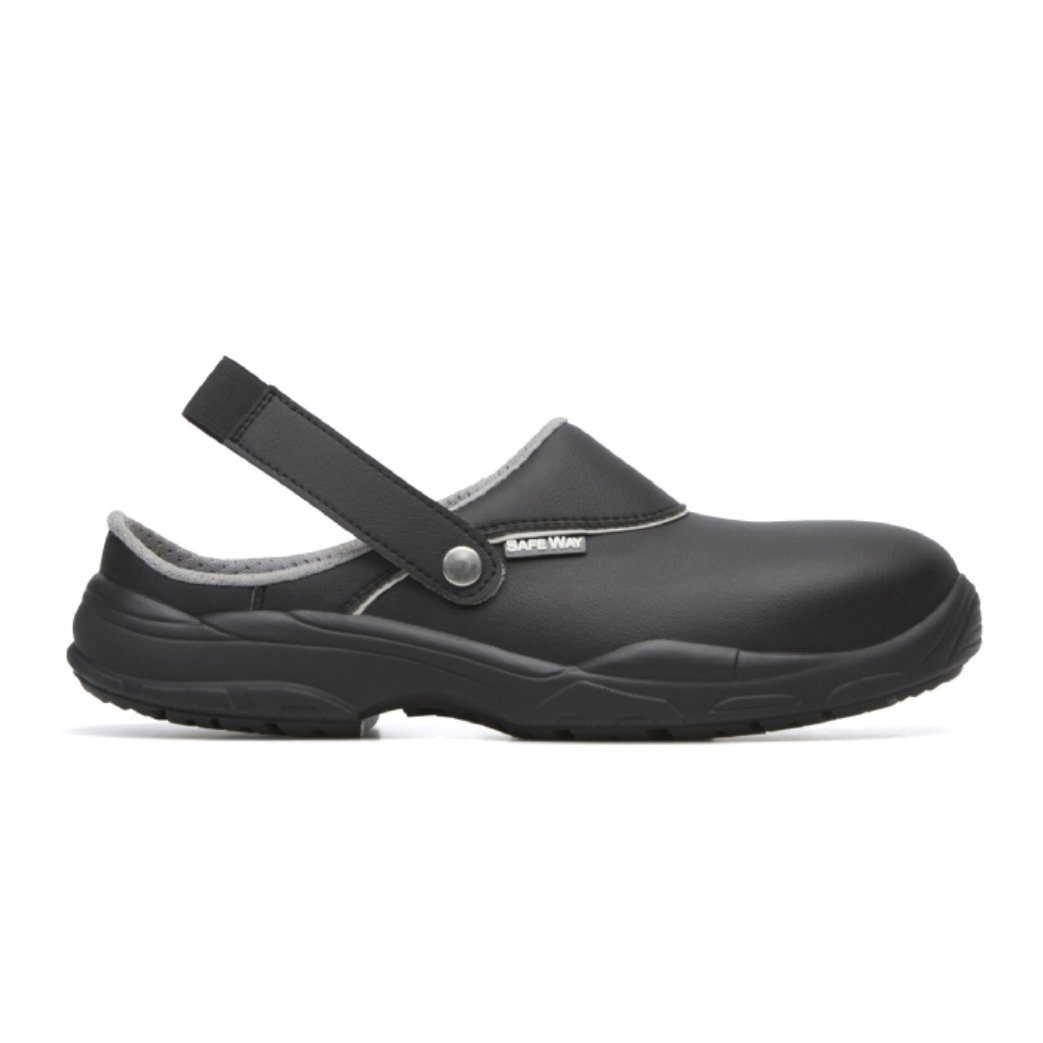 SAFEWAY Sicherheitschuhe Clogs schwarz mit Schutzkappe Sicherheitsschuh Fersenriemen mit Gummizug