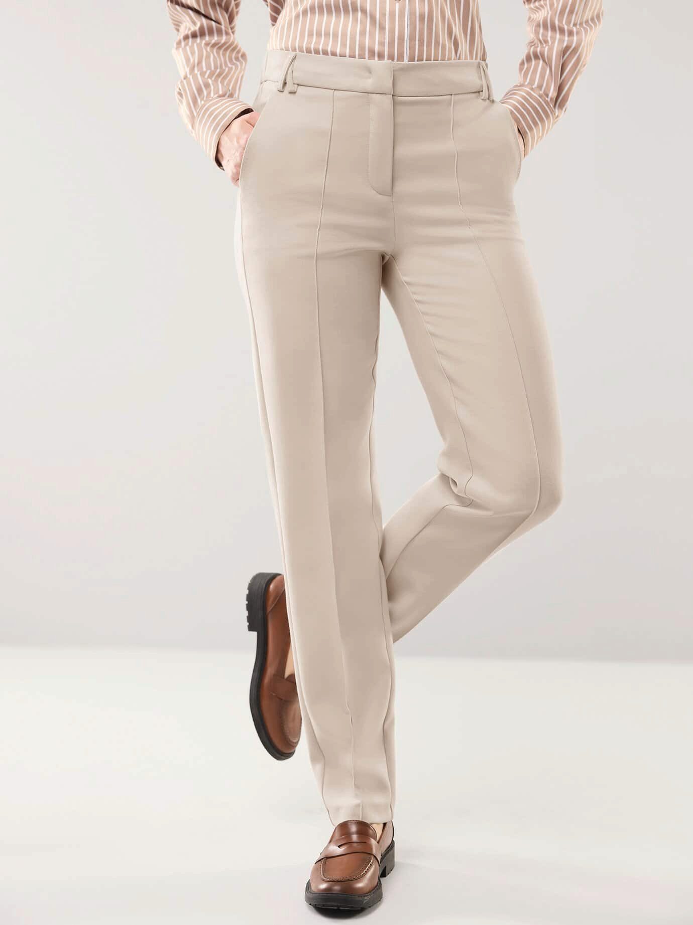 Walbusch Stoffhose Damen Premium Kofferhose knitterarm bügelfrei Regular Fit Damenhose mit bi-elastischem Komfortbund, Sicherheits-Reißverschluss