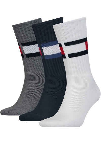 Tommy Hilfiger Спортивные носки TH Crew Socks 3-pack (Packung, 3-Paar) Mit großem Flag-Logo