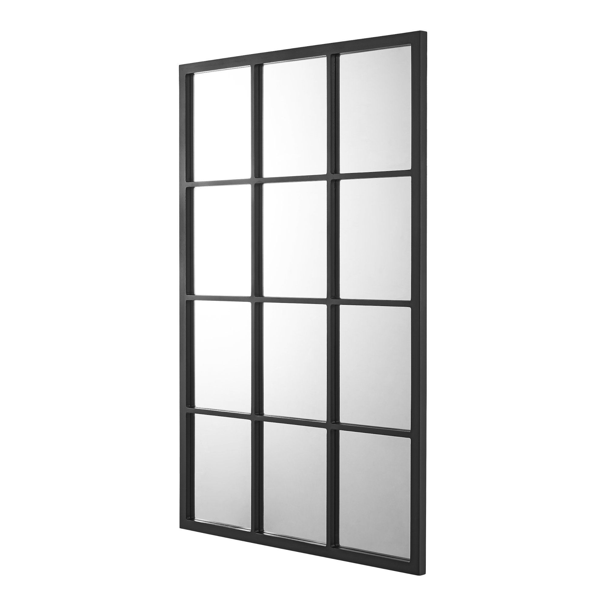 en.casa Wandspiegel, »Cupello« 90x60cm Rahmen Schwarz matt, Fensteroptik günstig online kaufen