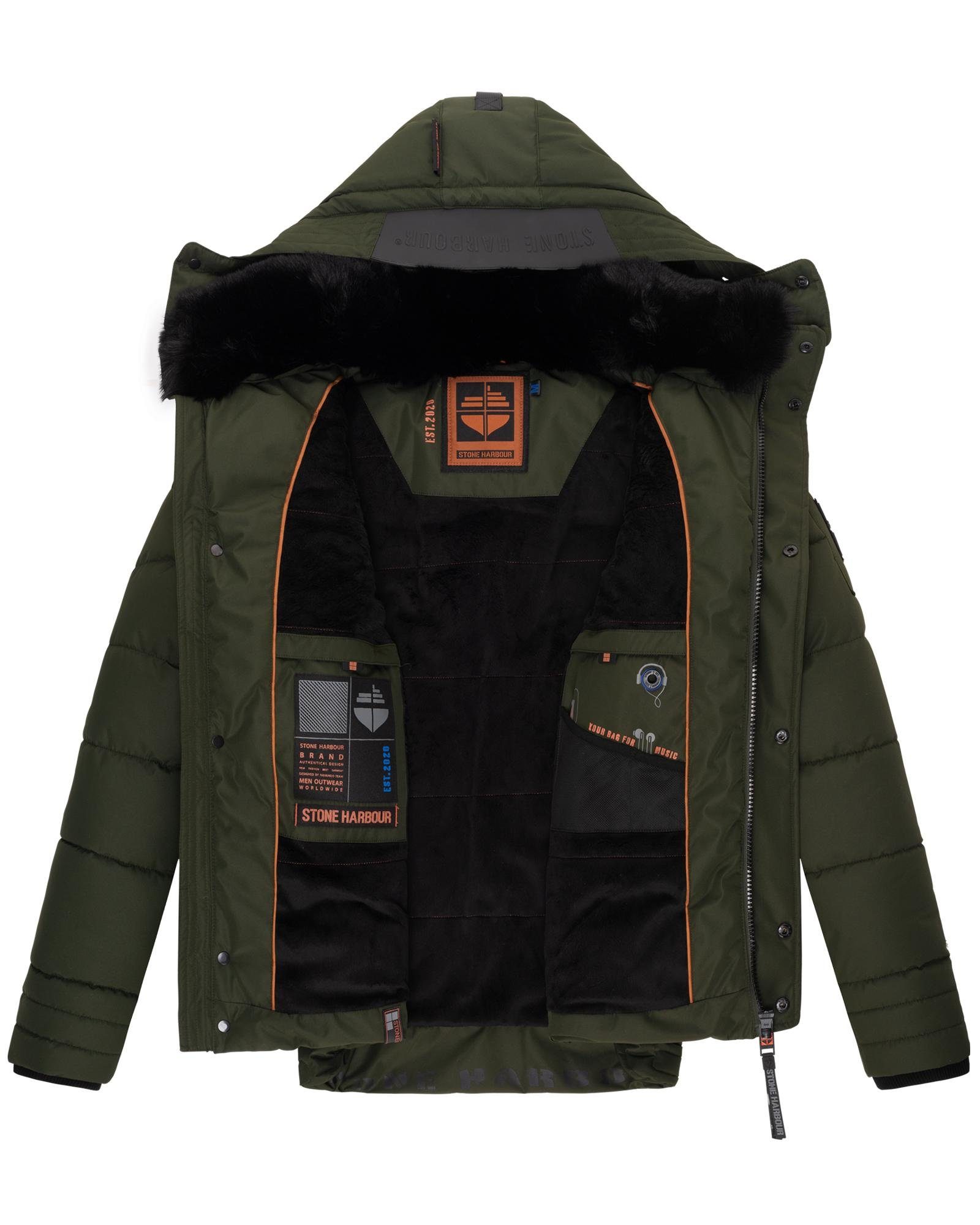 Stone Harbour Steppjacke Witas gesteppte Herren Winterjacke mit abnehmbarer Kapuze