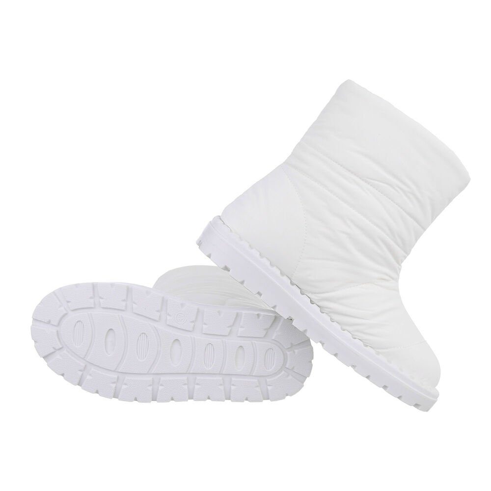 Ital-Design Damen Snowboots Freizeit Snowboots Flach Flache Stiefeletten in Weiß