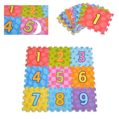 Moni Spielmatte 3020 Puzzlematte 9-teilig, Zahlen Puzzleteppich Teilegröße 31 x 31 cm