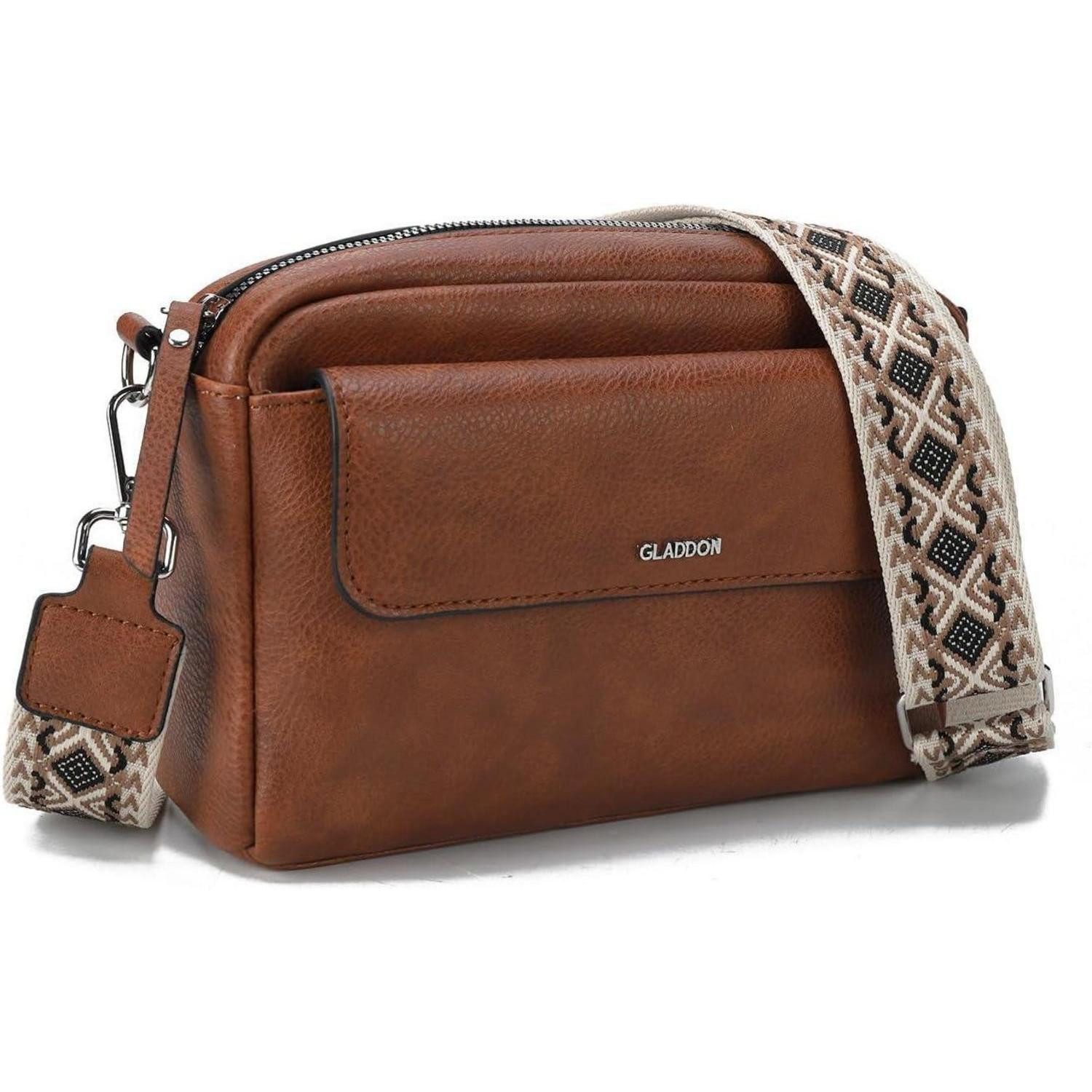LuxusKollektion Umhängetasche Damen Crossbody Umhängetasche PU Leder Braun 23x8x16cm