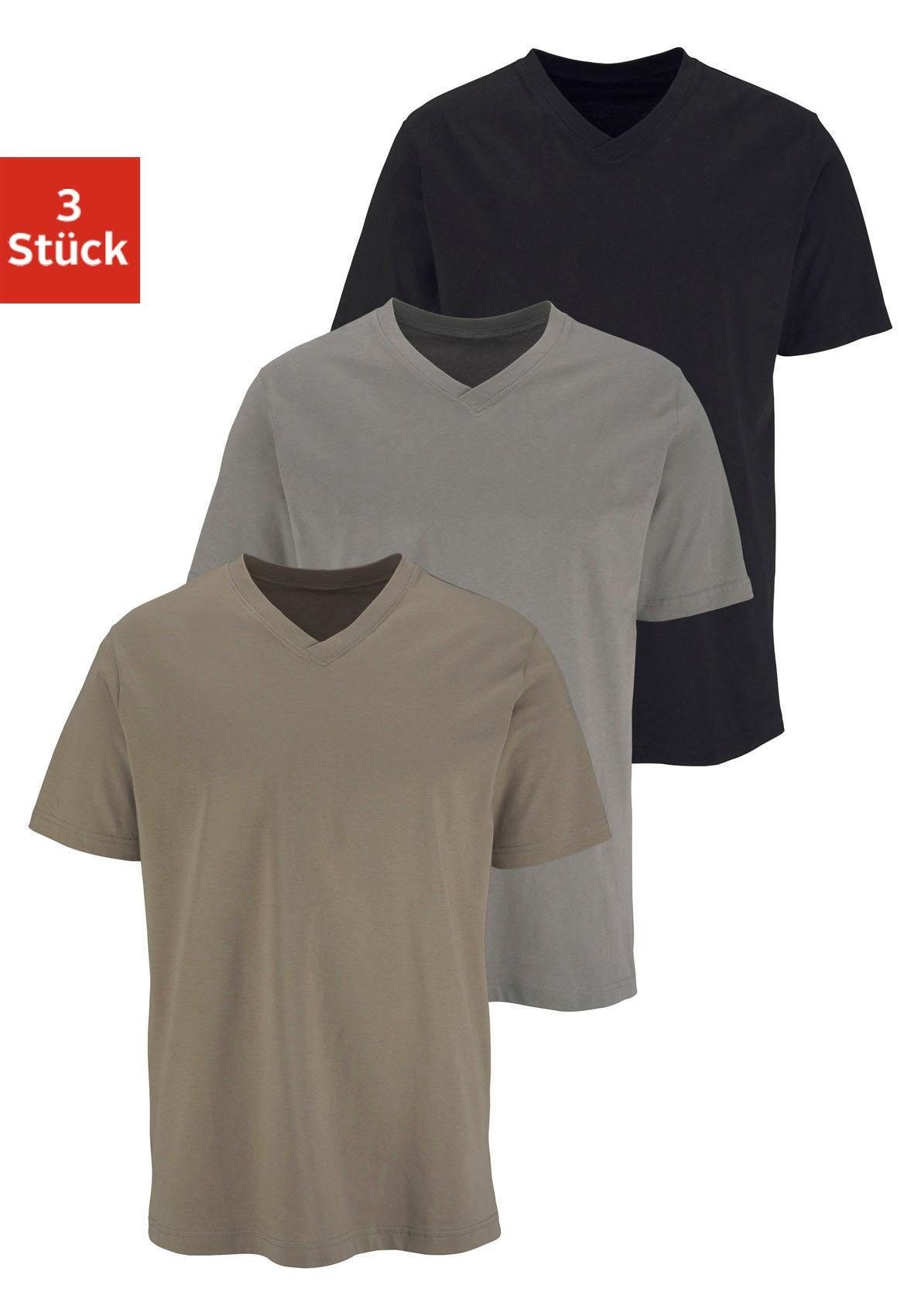 H.I.S T-Shirt mit V-Ausschnitt, V-neck, Unterziehshirt (3er-Pack) unifarben günstig online kaufen