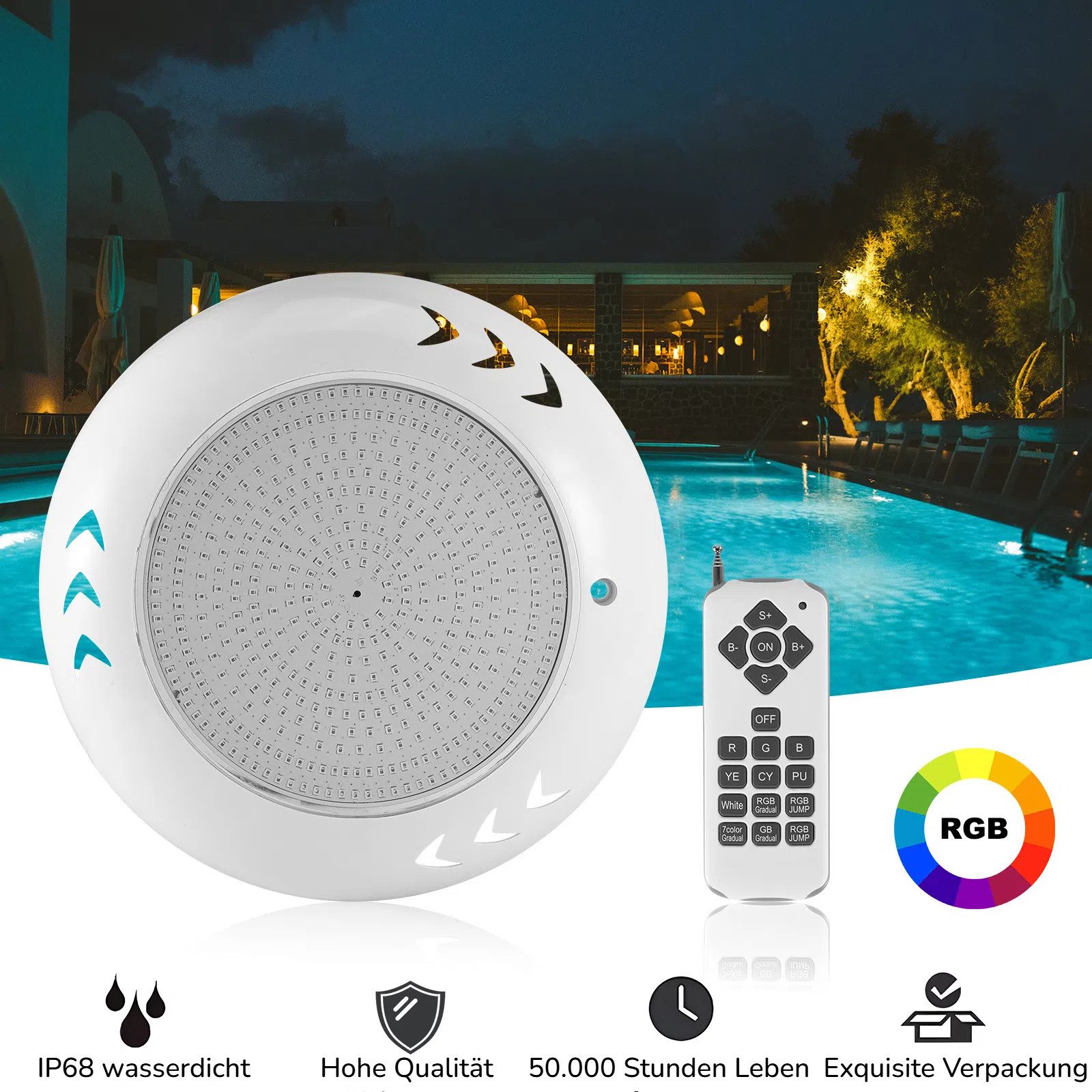BlingBin Pool-Lampe Schwimmendes Solar-Poollicht mit Fernbedienung, günstig online kaufen