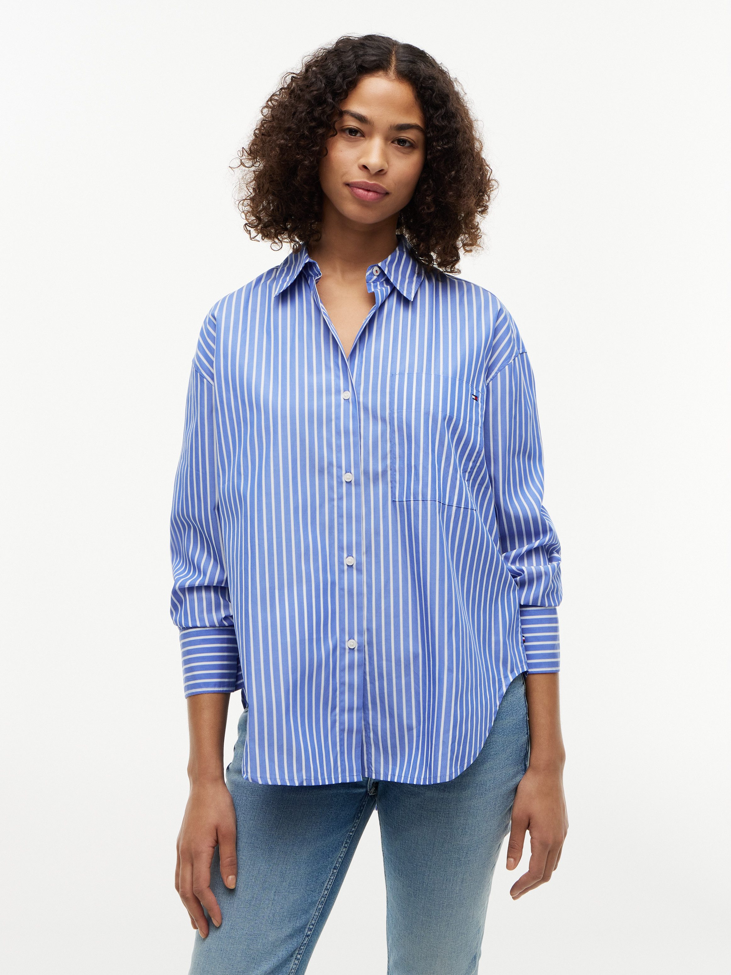 Hemdbluse MODERN POPLIN BLUE STR SHIRT LS