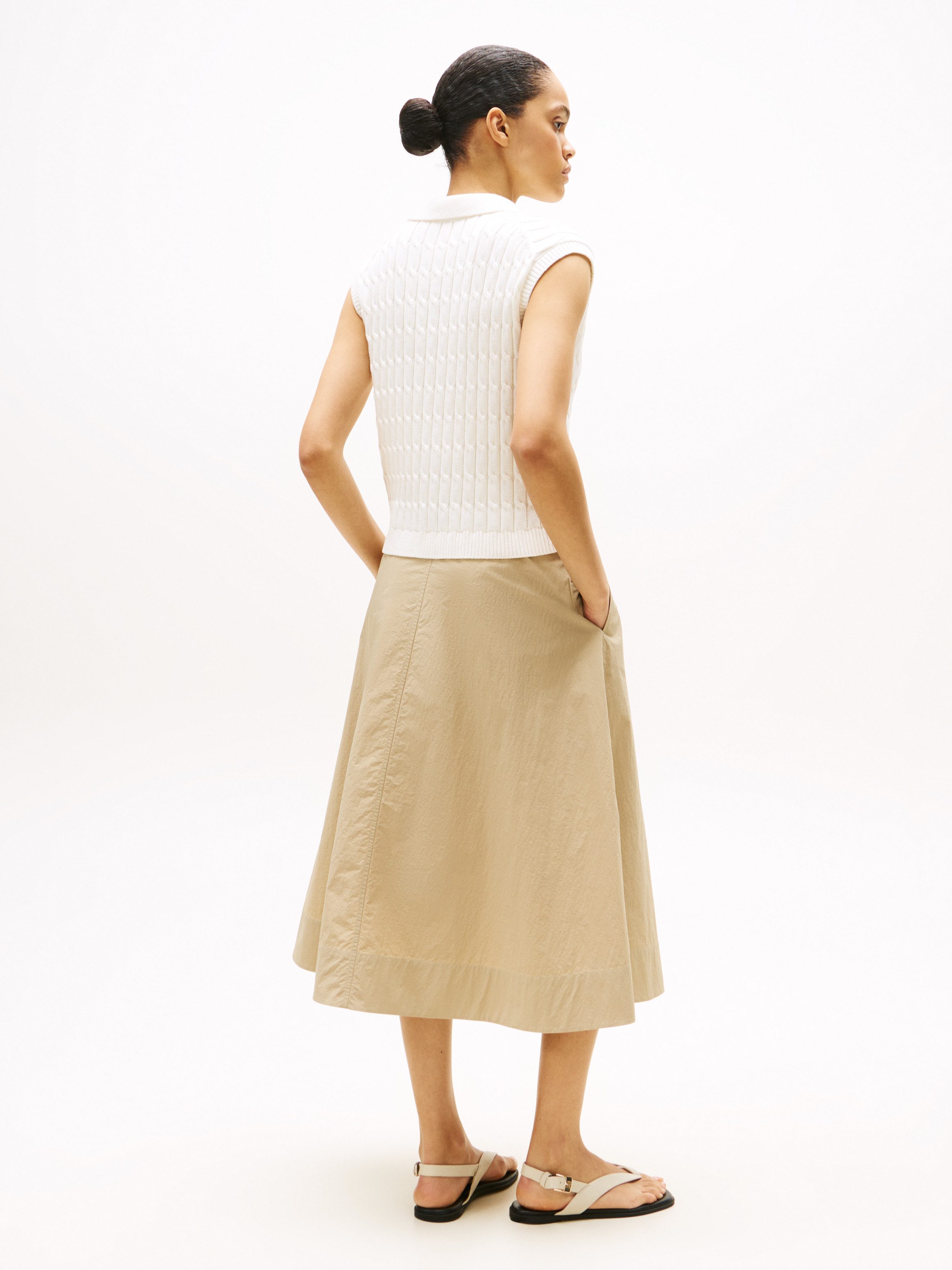 Tommy Hilfiger Pullunder CO CABLE MID GG OPEN POLO VEST mit Zopfmuster