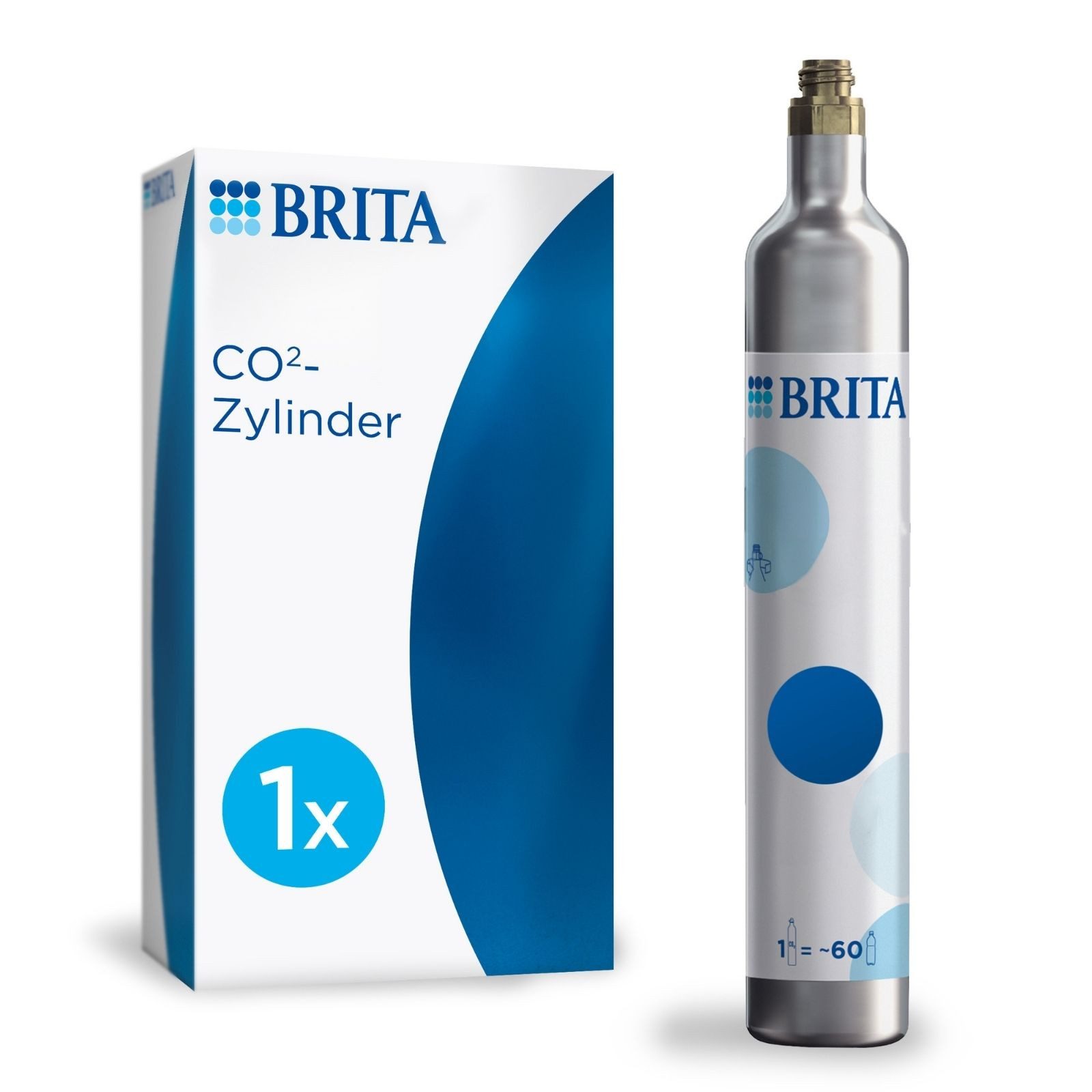 BRITA CO₂-Zylinder Universal CO₂-Zylinder für Wassersprudler mit Schraubsystem - 1er Pack, 1 St., Reservezylinder, bis zu 60 l gesprudeltes frisches Wasser pro Füllung