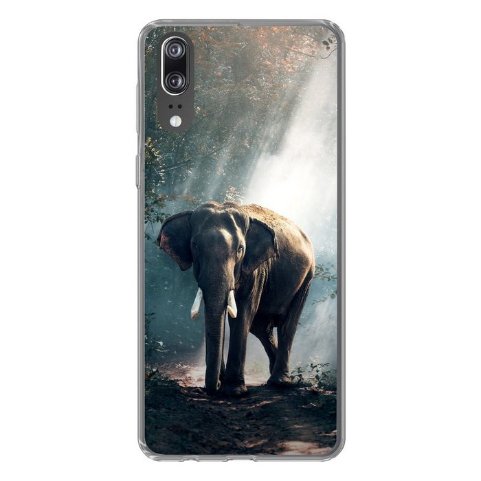 MuchoWow Handyhülle Elefant - Tiere - Licht - Wald - Natur - Wildtiere Handyhülle Huawei P20 Handy Case Silikon Bumper Case