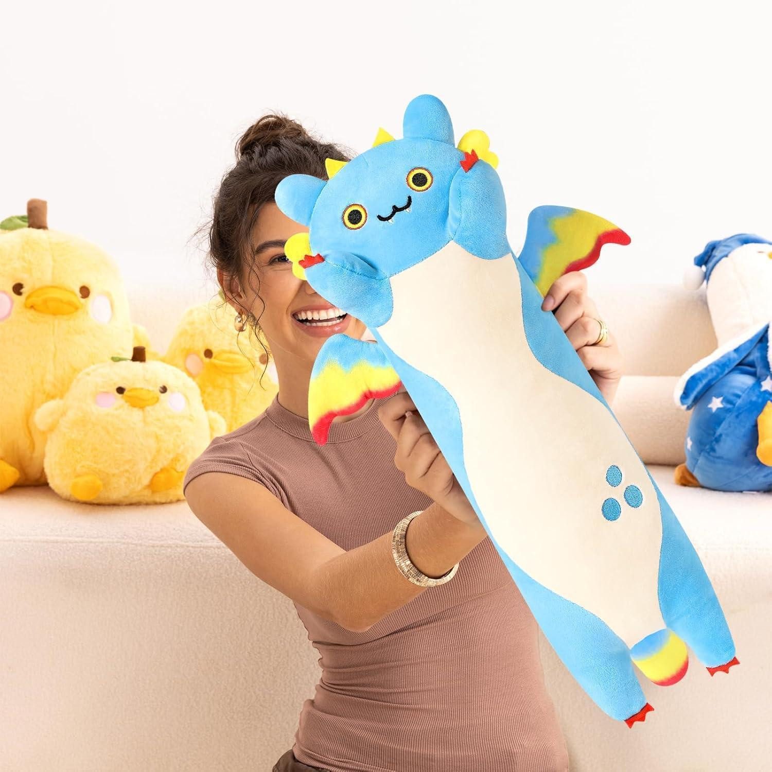 LuxusKollektion Kuscheltier Plüschtier Drachen Katze Plüschkissen Geschenk Kinder Blau 50cm