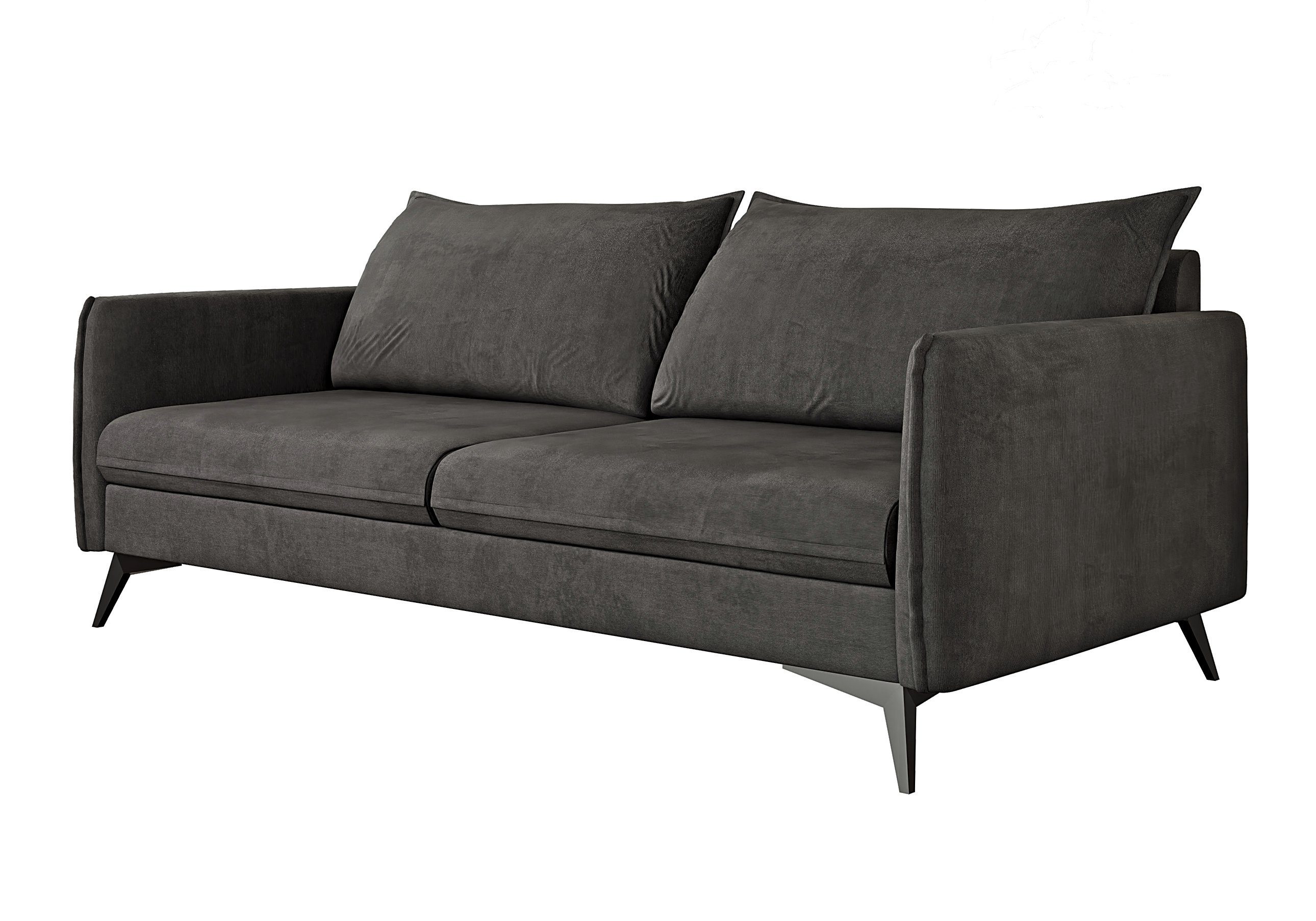 Azalea Möbel 3-Sitzer S-Style mit Schwarz Wellenfederung Füßen, Sofa Metall mit Graphit Modernes
