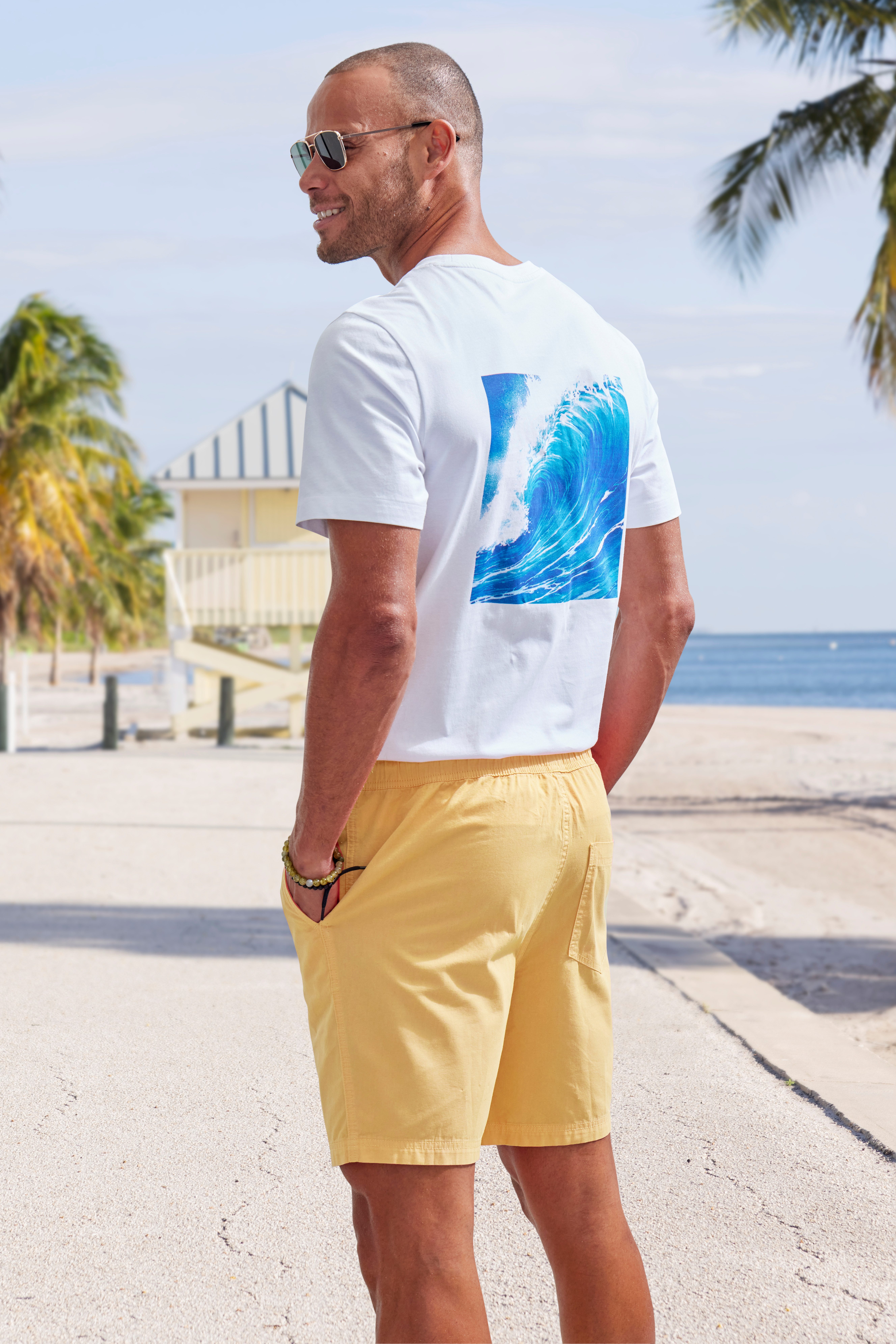 John Devin T-Shirt mit großem Rückendruck, Regular Fit, Kurzarm, Freizeitshirt, Rundhals, Print, reine Baumwolle