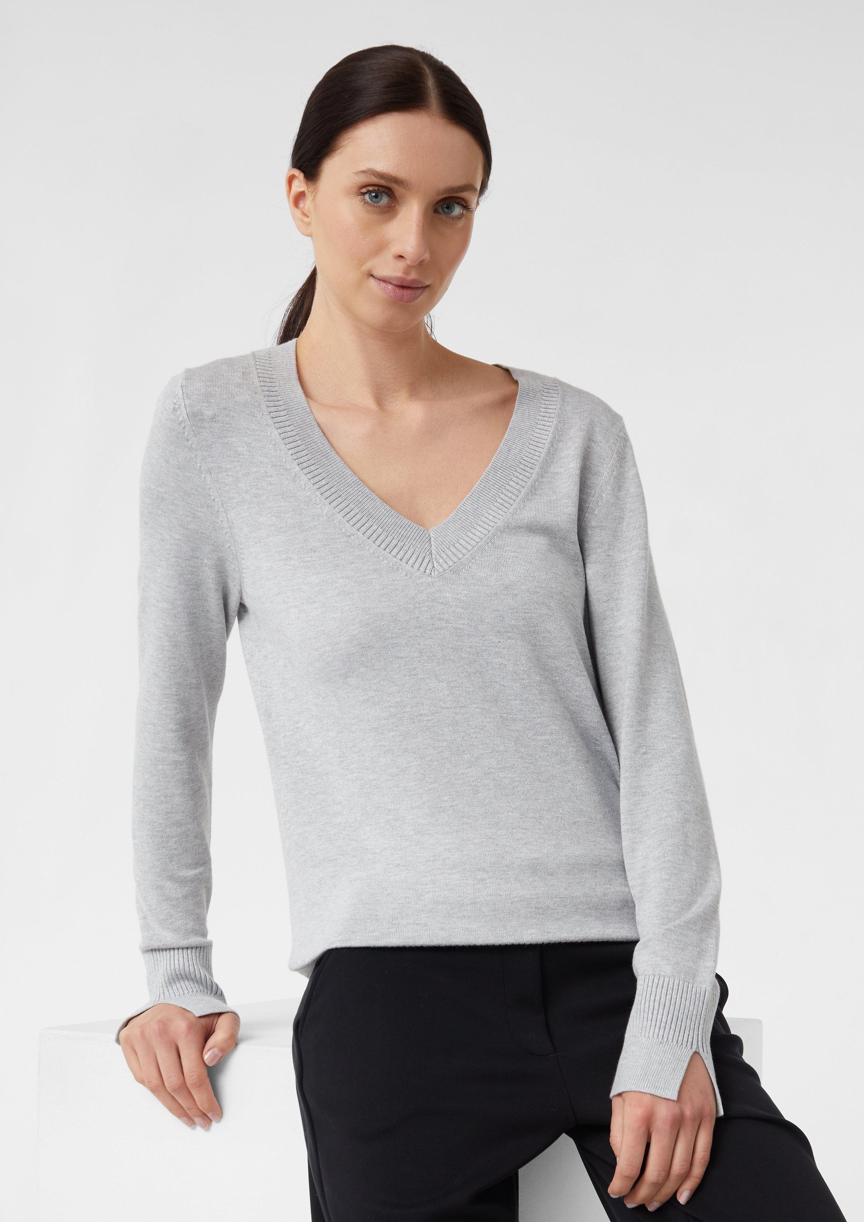 Langarmshirt Basic Plus Strick mit Rippen Details
