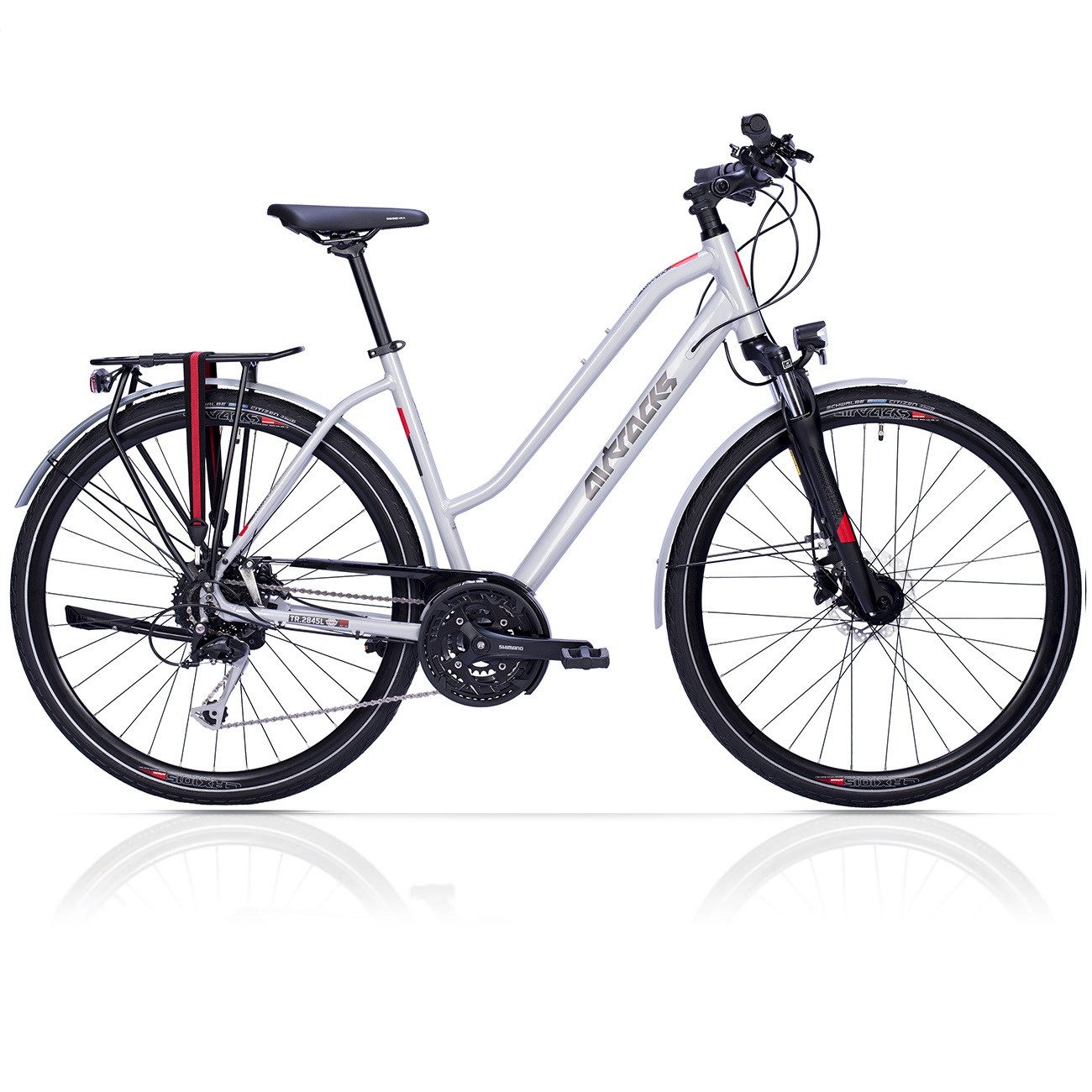 Airtracks Trekkingrad Damen Trekking Fahrrad 28 Zoll Trekkingrad TR.2845L, 27 Gang Shimano Alivio RD-M4000-SGS Shadow, Kettenschaltung, Silber Matt - Rahmenhöhen 48 cm & 52 cm » Modeljahr 2026«