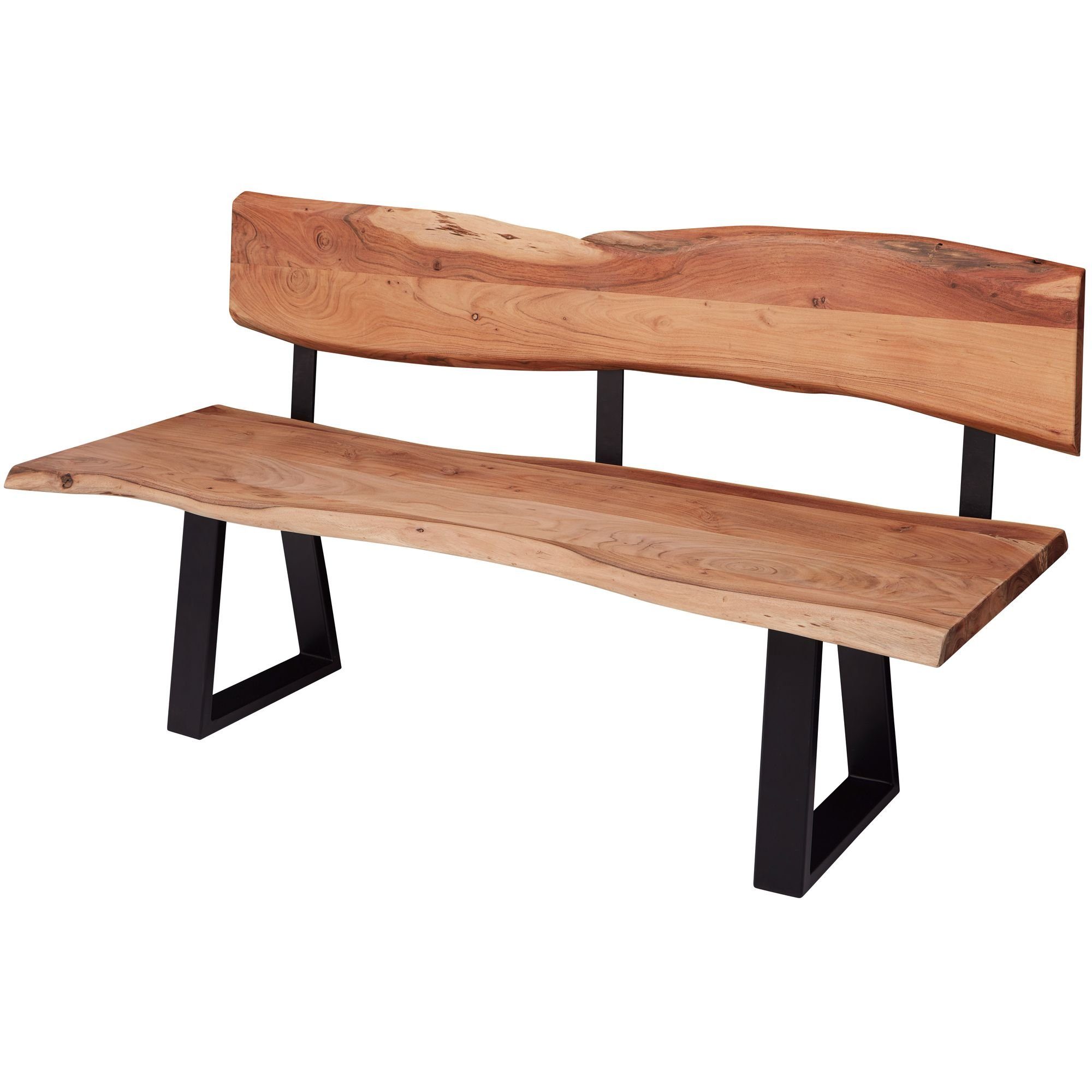 Holz GAYA Landhausstil, möbelando GAYA Sitzbank Küchenbank Küchensitzbank 4 Baumkante, Bank 180x85,5x60 cm 180x85,5x60 Holzbank Massiv mit Baumstamm Akazie Akazie Sitzbank Lehne, Sitzer cm Massivholz Essbank mit Massivhol, Esszimmerbank Esszimmerbank