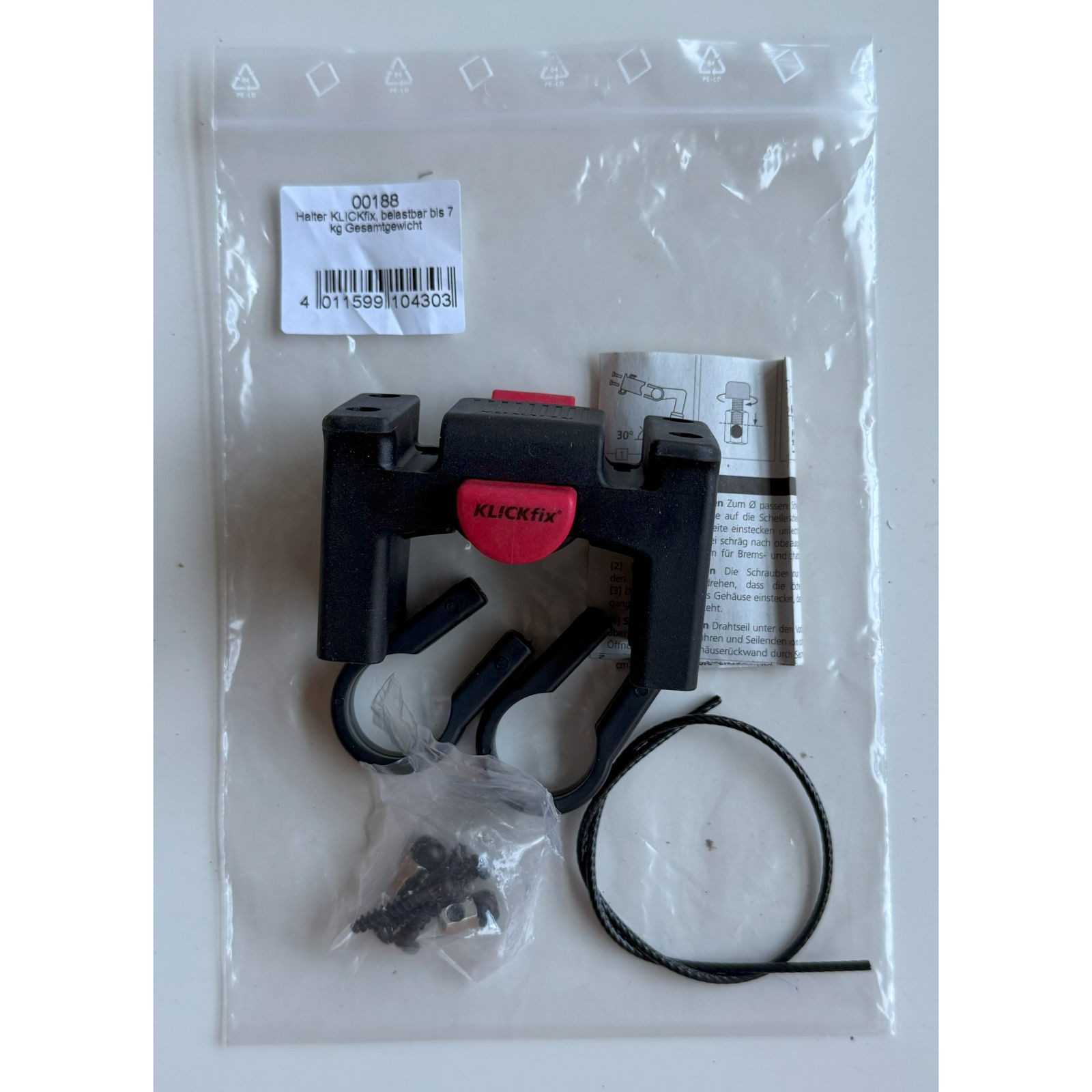 Tierfahrradkorb Ersatzteil: Halter KLICKfix für gerade Lenker, 11/999, 11/888/