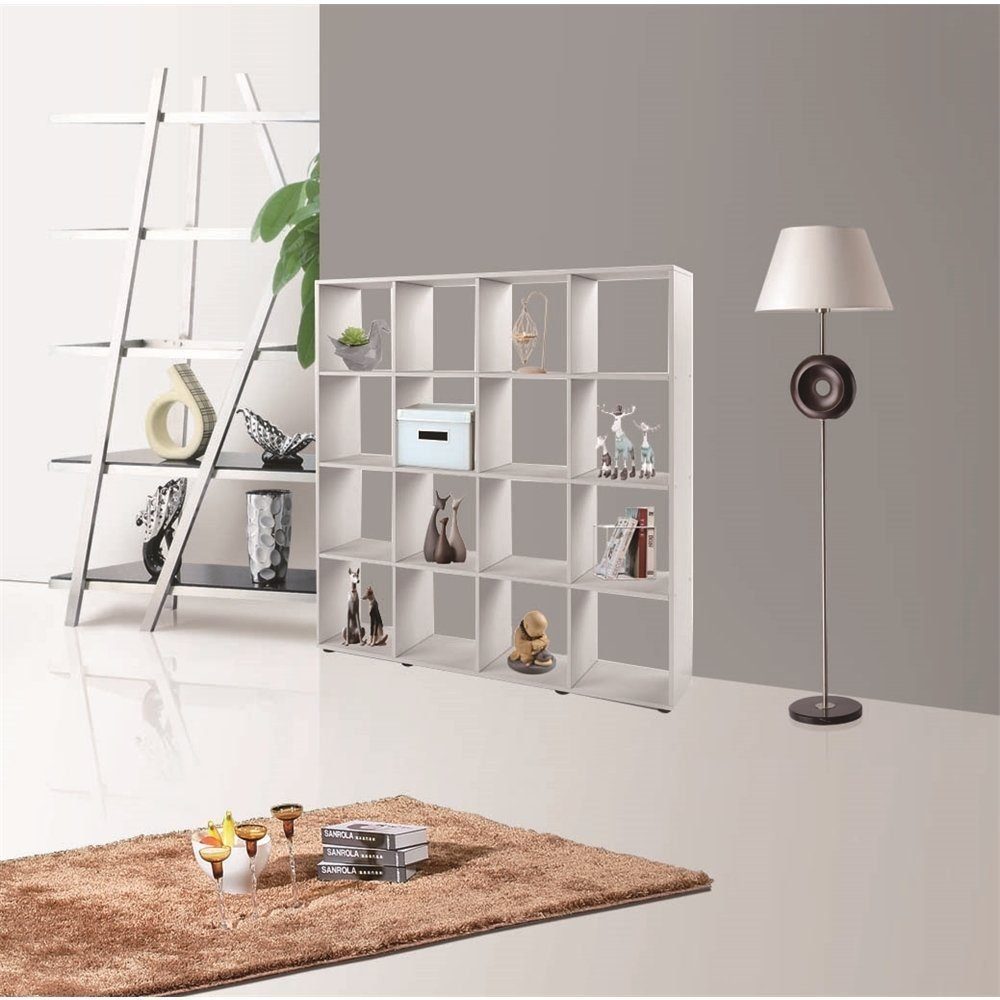Melko Перегородкиregal Raumtrenner Regalwand Holz Weiß 16 Fächer Bücherschrank Kinderregal, Stück, Melaminbeschichtet