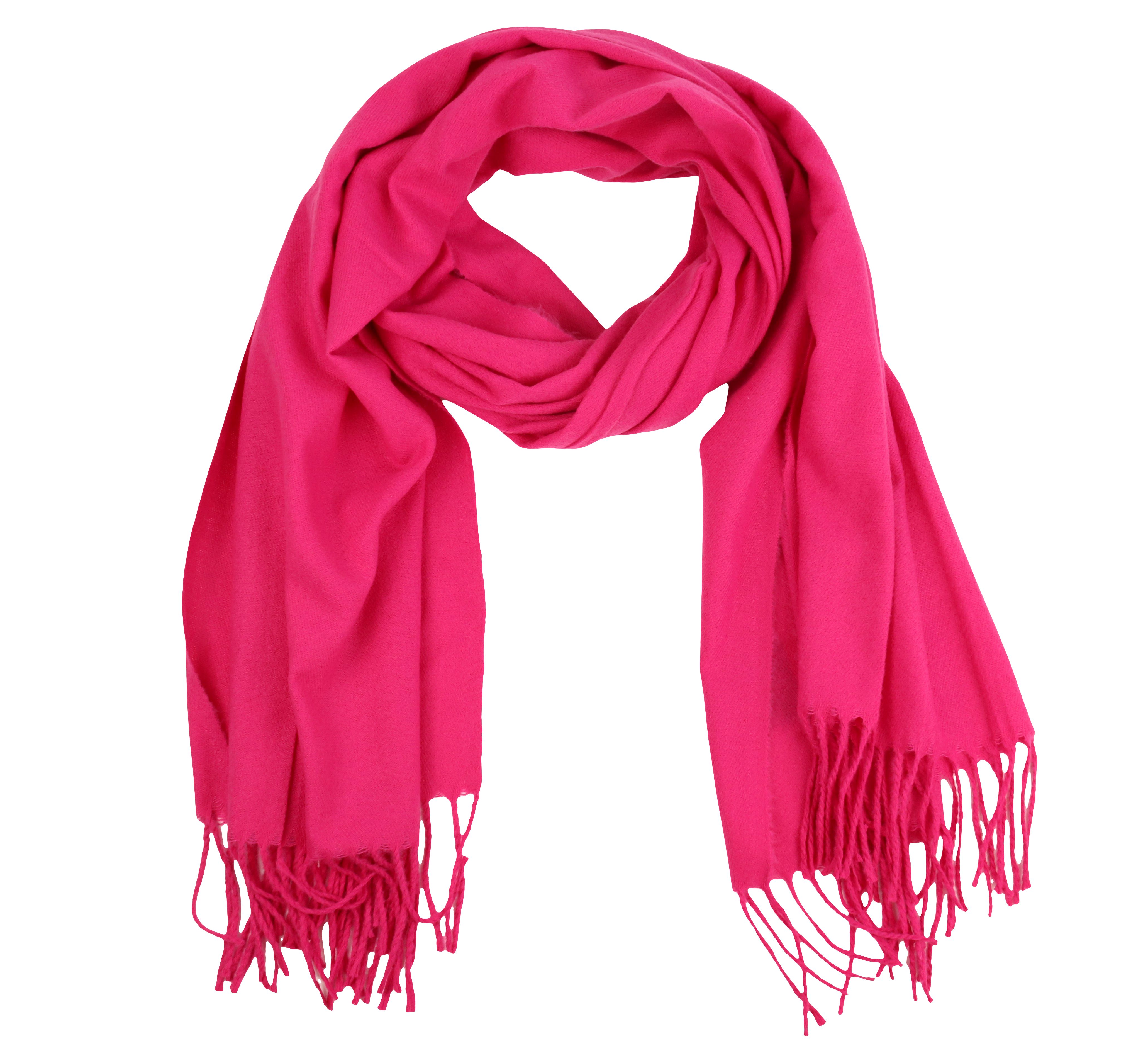 MIRROSI Modeschal zur tolle Herbst Auswahl), Damen für Winter 70x180cm, mit ideal Fuchsia weicher (Viele Farben Unifarbe und Fransen, Halstuch Schal warmer und