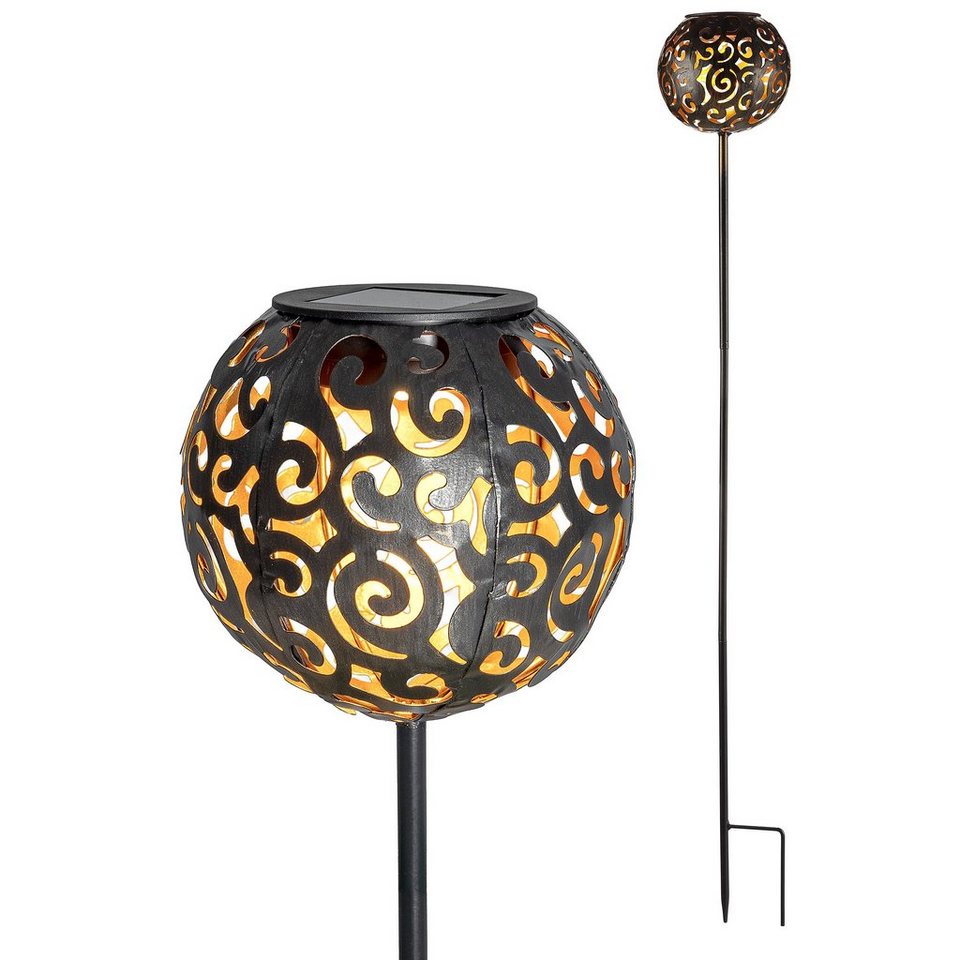 IC Gardenworld Kugelleuchte 2 Stück Solarkugel aus Metall im orientalischem-Look, LED fest integriert, Warm-weiß, Solarlampe im modernen Look