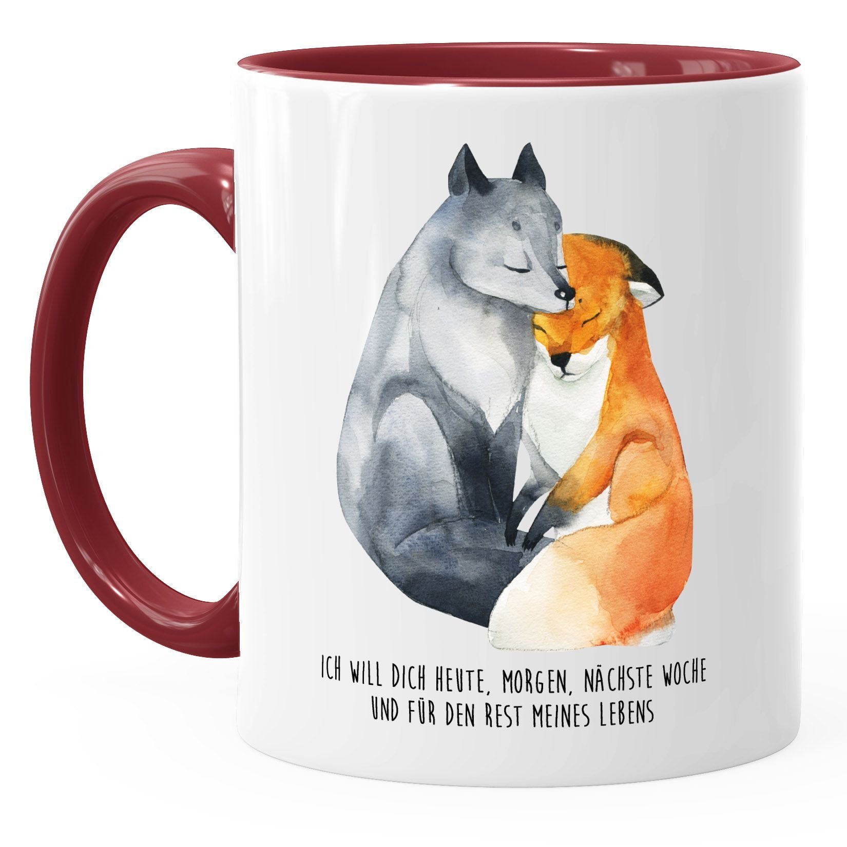 MoonWorks Tasse Geschenk-Tasse Liebe Spruch dich heute morgen Woche will bordeauxrot MoonWorks®, nächste Ich Freundin Fuchs verliebt Freund Keramik