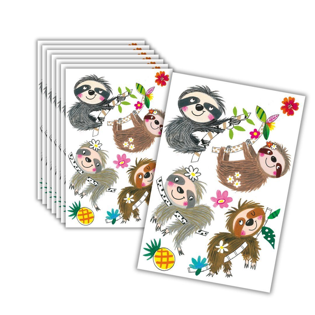 Kindertattoo 8 x Tattoos Faultiere, Mitgebsel für Kindergeburtstag made in Germany