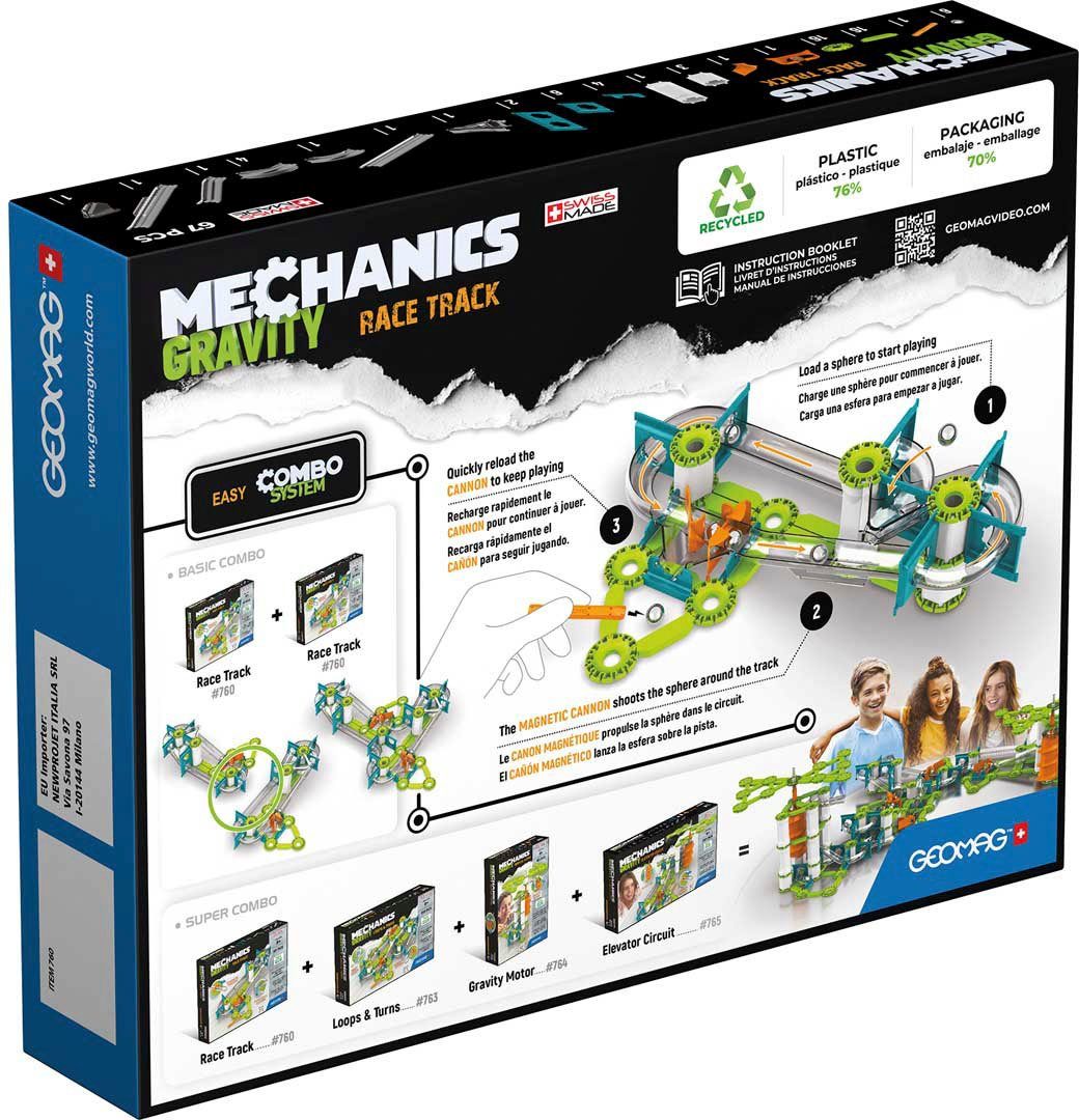 Recycled Magnetspielbausteine Race Material aus St), recyceltem Geomag™ Track, GEOMAG™ Mechanics (67 Gravity,