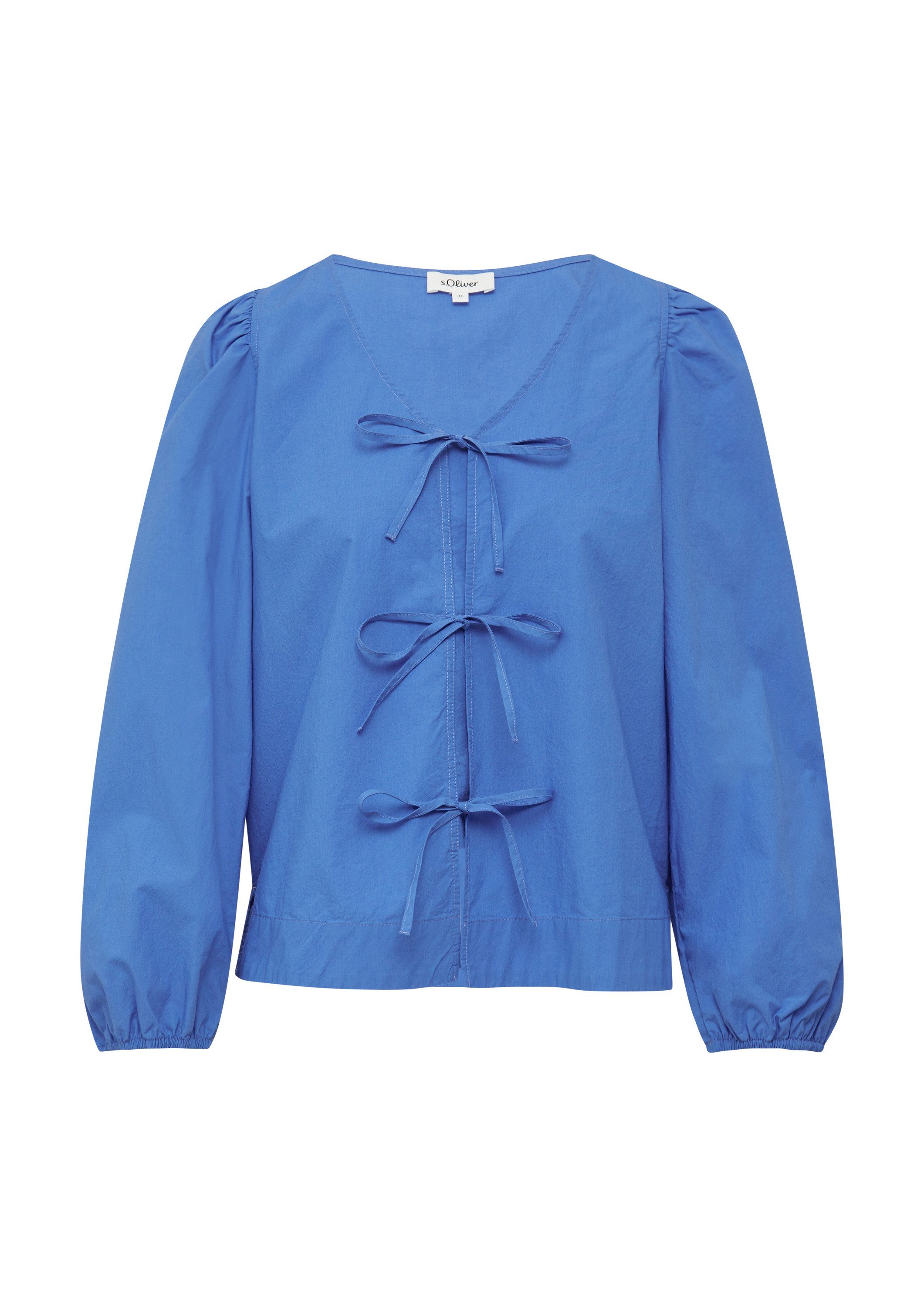 s.Oliver Langarmbluse Bluse Verspielte Popeline-Bluse mit Schleifen und Puf günstig online kaufen