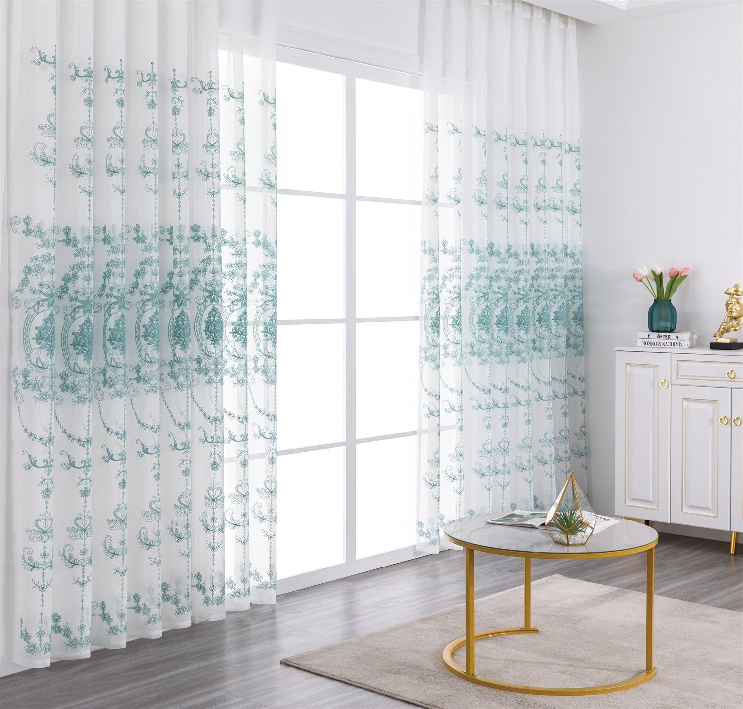 BYSURE Vorhang Blumen Stickerei Vorhänge (2 St), Ösen, transparent, Voile, günstig online kaufen