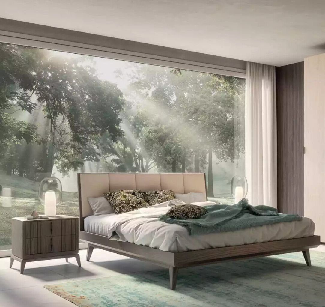 Schlafzimmer Nachttische), Luxus 1x Design 2x Italy JVmoebel Modern, Schlafzimmer-Set 3tlg in Set Bett + Made (3-St., Nachttische Bett neu 2x