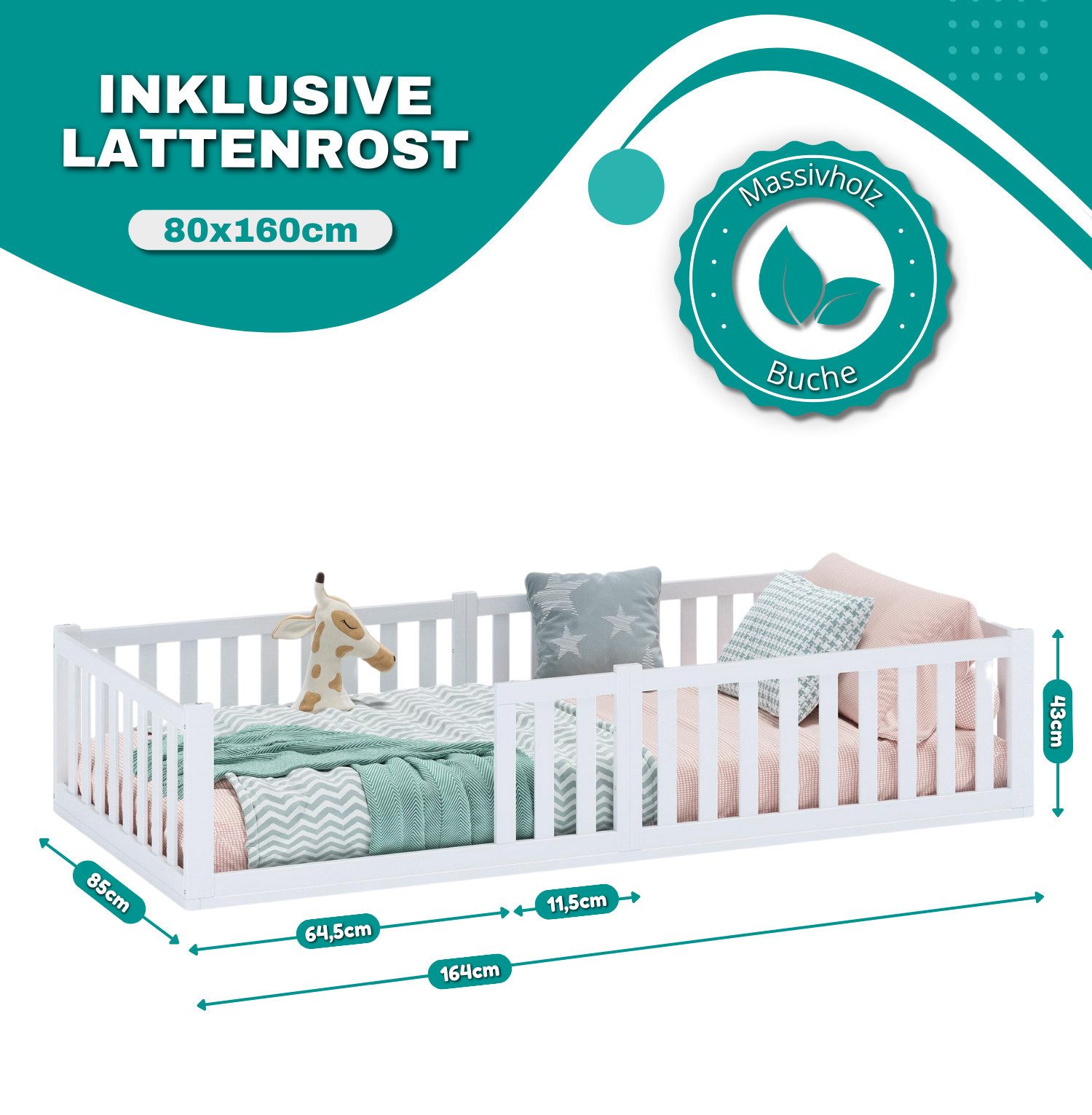ALAVYA Home Kids Kinderbett Bodenbett TITAN aus Buchenholz FSC® zertifizert günstig online kaufen