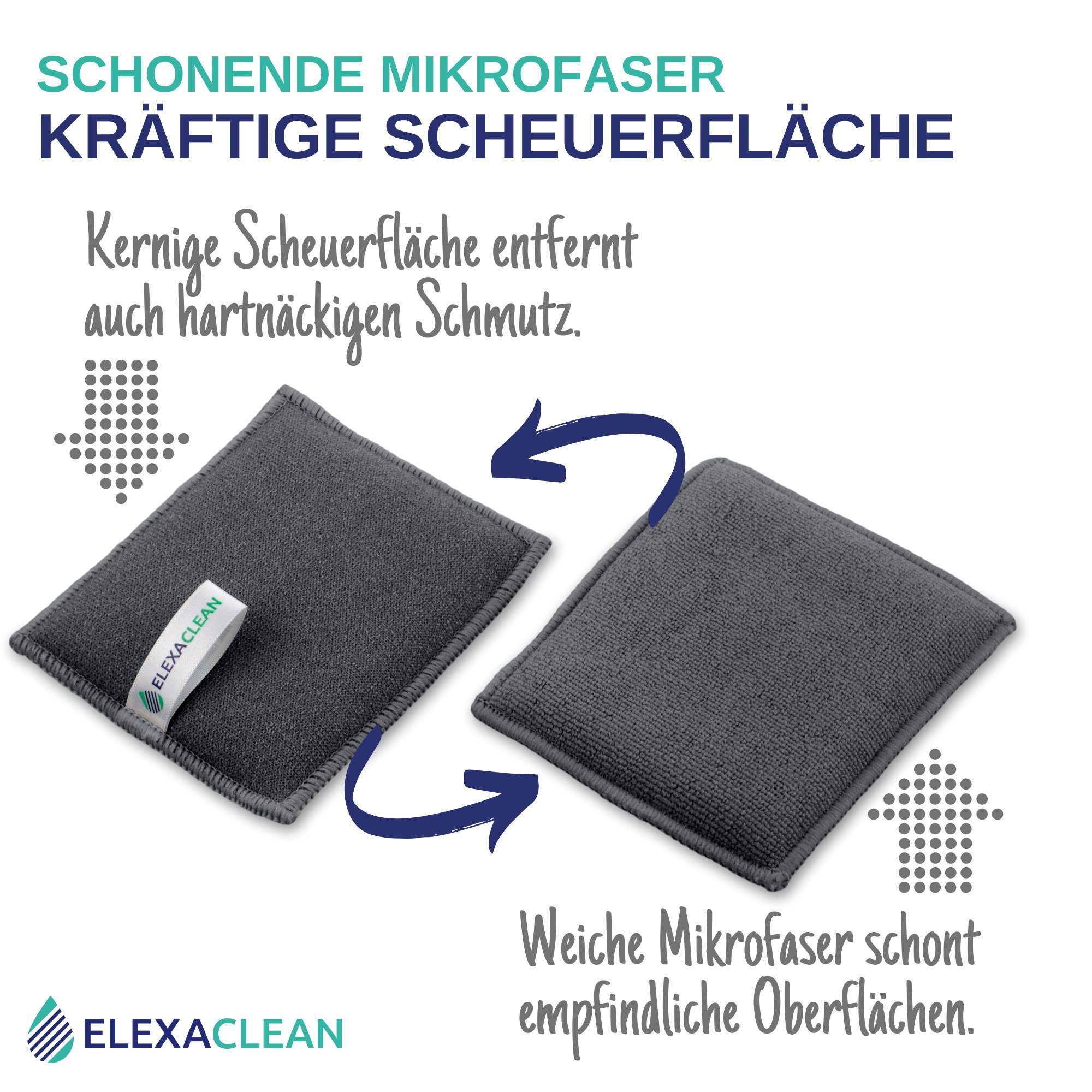 ELEXACLEAN Geschirrschwamm Waschbarer Spülschwamm, 6er Set, 10x8 cm, KLEINE VERSION – Bild 4 von 5