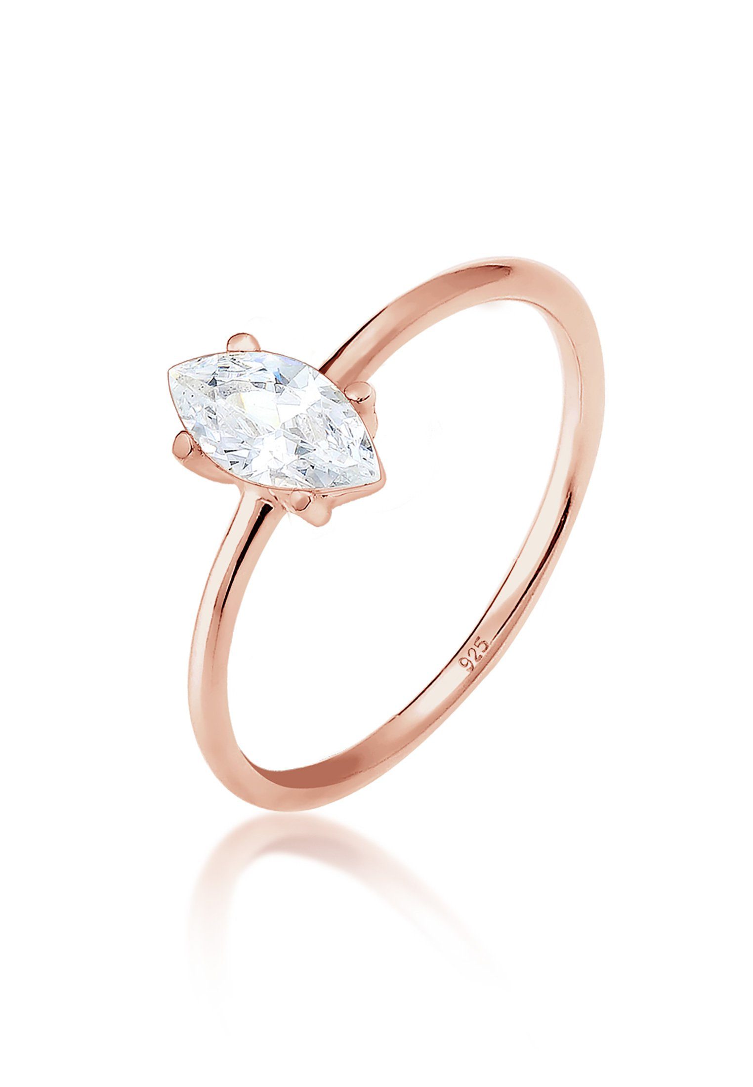 Verlobungsring Verlobung Marquise Zirkonia Stein 925 Silber