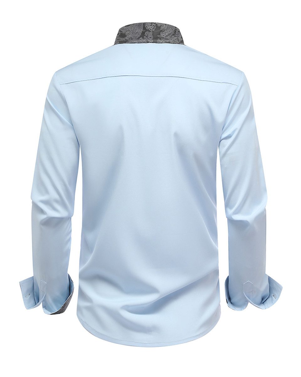 Allthemen Langarmhemd mit Stickmuster Kontrast Langarmhemd Regular Fit günstig online kaufen