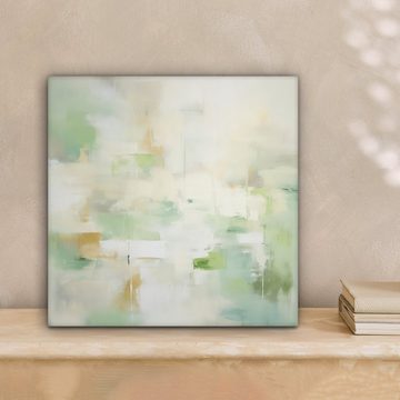 OneMillionCanvasses® Leinwandbild Abstrakt - Kunst - Weiß - Grün - Modern, (1 St), Leinwand Bilder für Wohnzimmer Schlafzimmer, 20x20 cm