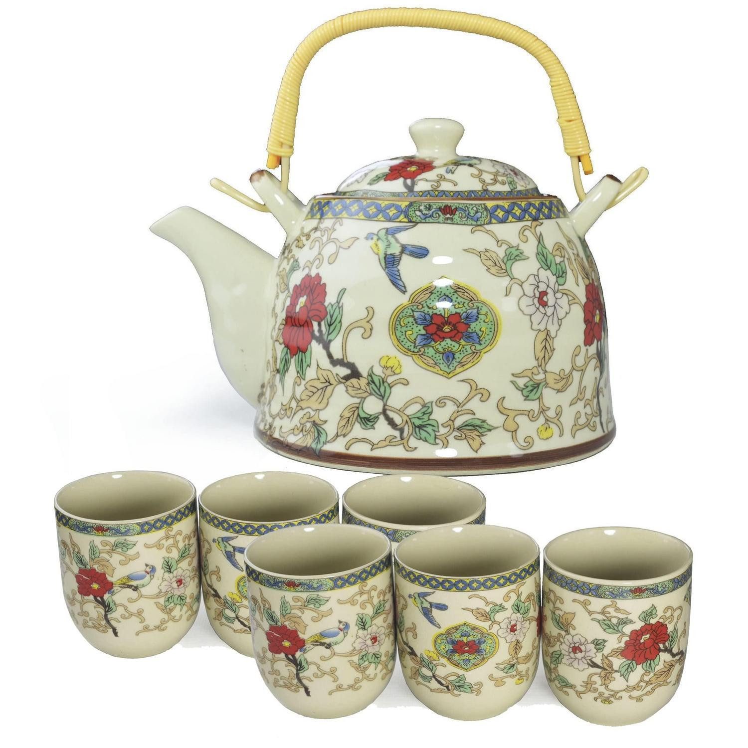 LuxusKollektion Teekanne Porzellan Teekanne Set mit 6 Tassen