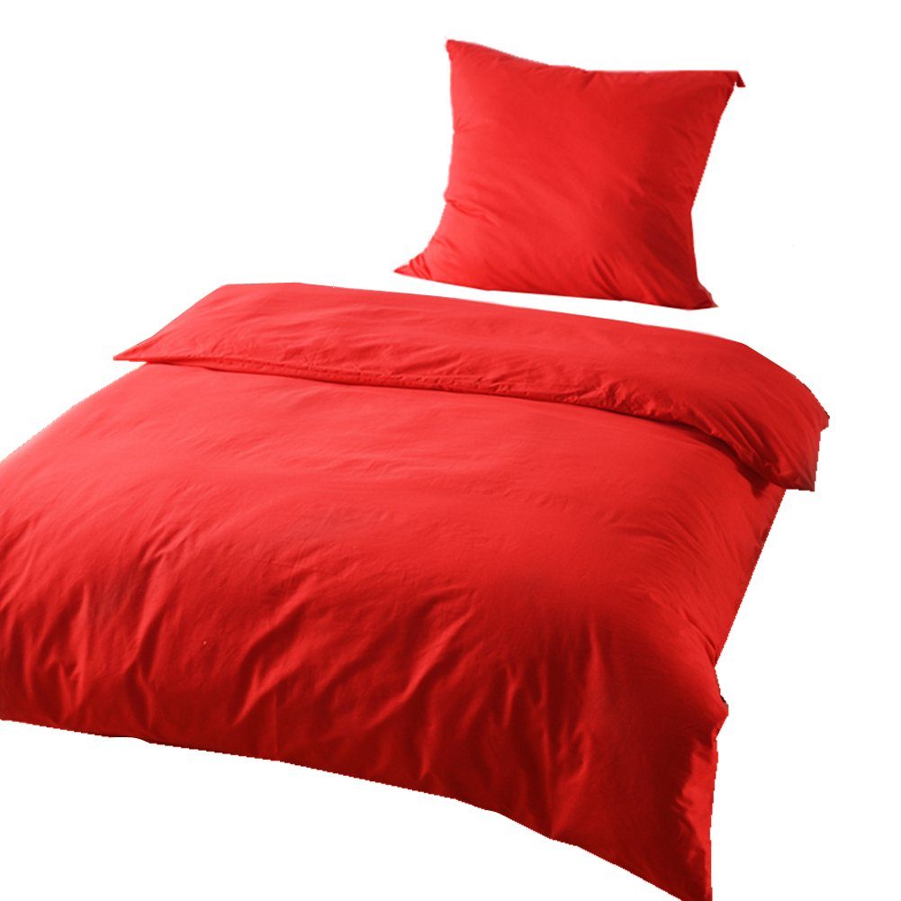 Bettwäsche »Rot Bettwäsche«, KEAYOO, Baumwolle, 2 teilig, Baumwolle, Mit  Reißverschluss, Weich und Hautfreundlich