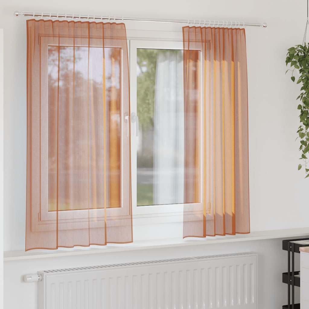 vidaXL Vorhang, Voile Vorhänge mit Stangentaschen 2 Stk. Terrakotta