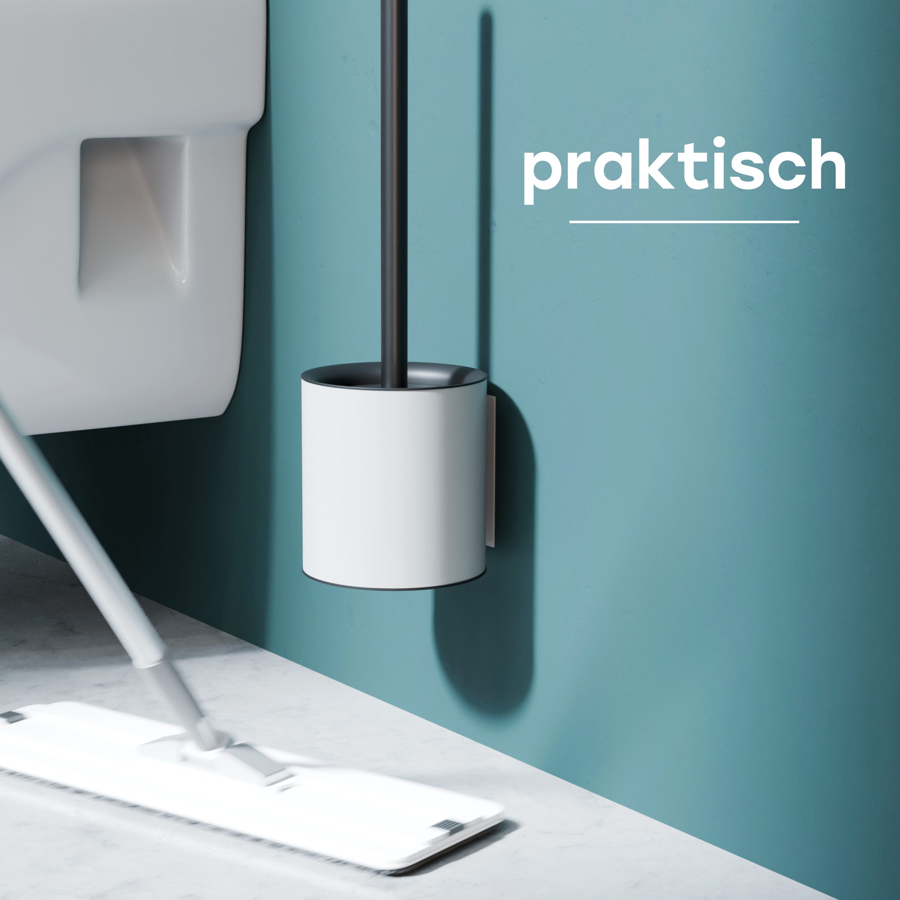 SAVEGA WC-Reinigungsbürste SAVEGA - Silikon Klobürste Wandmontage pulverbeschichteter Stahl, Toilettenreinigung, (Einzelset), Flexible Lamellenstruktur,Schonend – Bild 4 von 5
