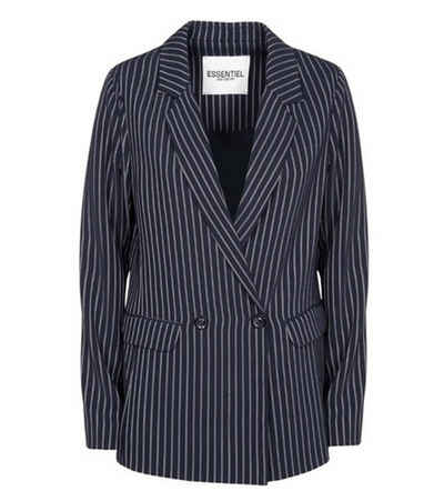 Essentiel Antwerp Jackenblazer ESSENTIEL ANTWERP Sinatra Blazer elegante Damen Business-Jacke Ausgeh-Jacke mit Nadelstreifenmuster Blau/Weiß